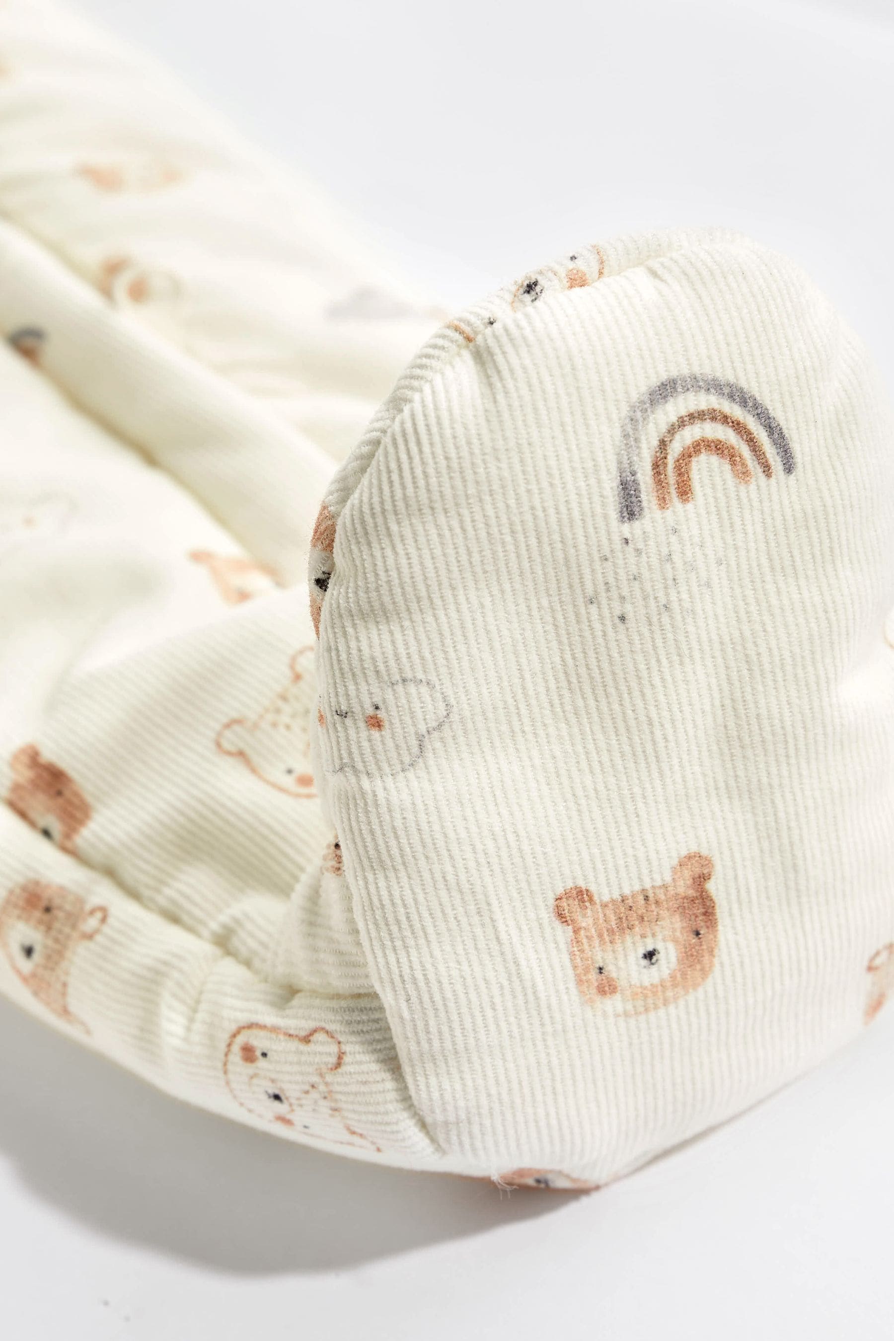 Cream Bear Corduroy Fleece Lined Baby All-In-One Pramsuit