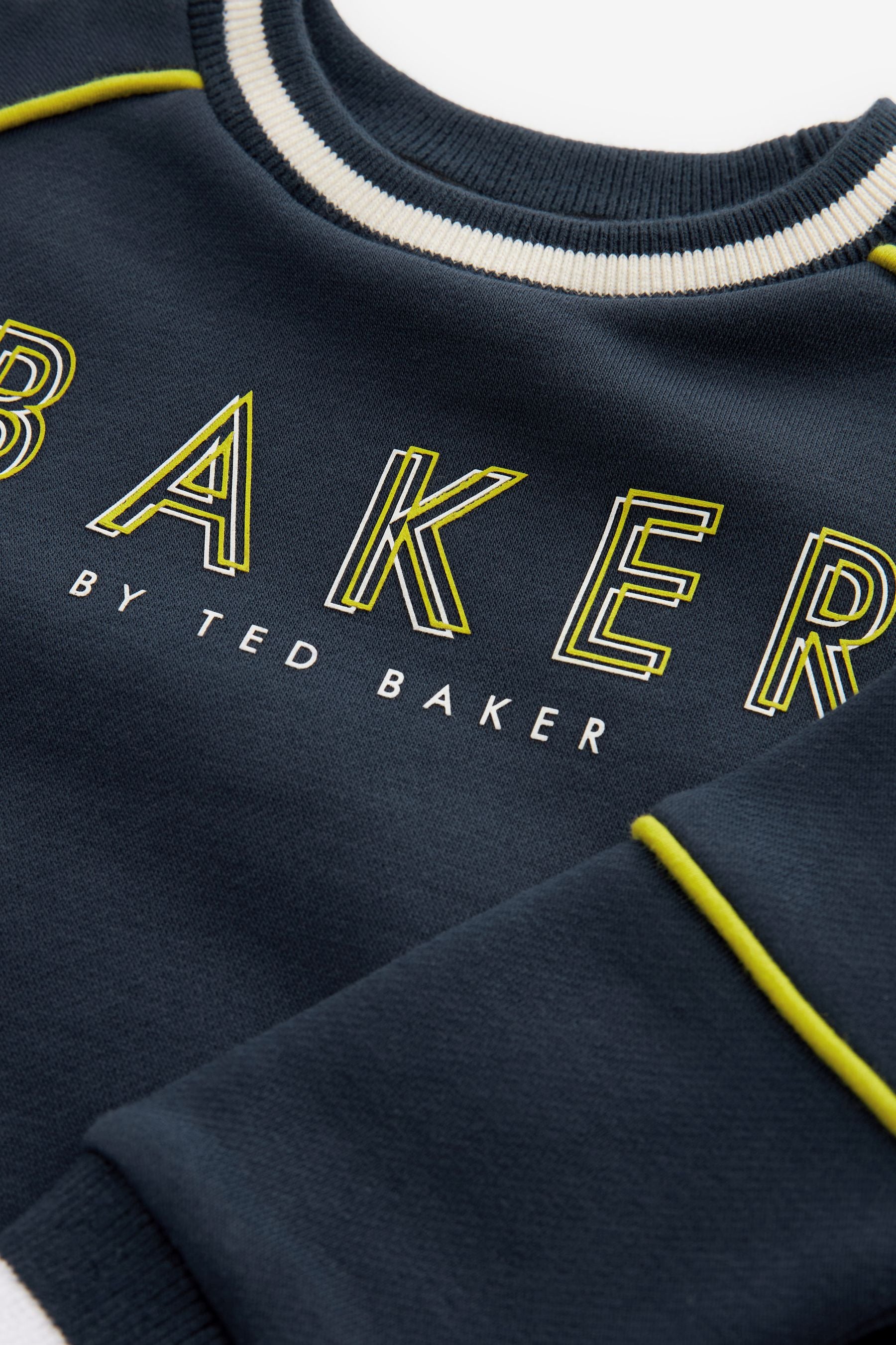 Navy Baker by Ted Baker Navy and Neon Green Sweater and Joggers Set