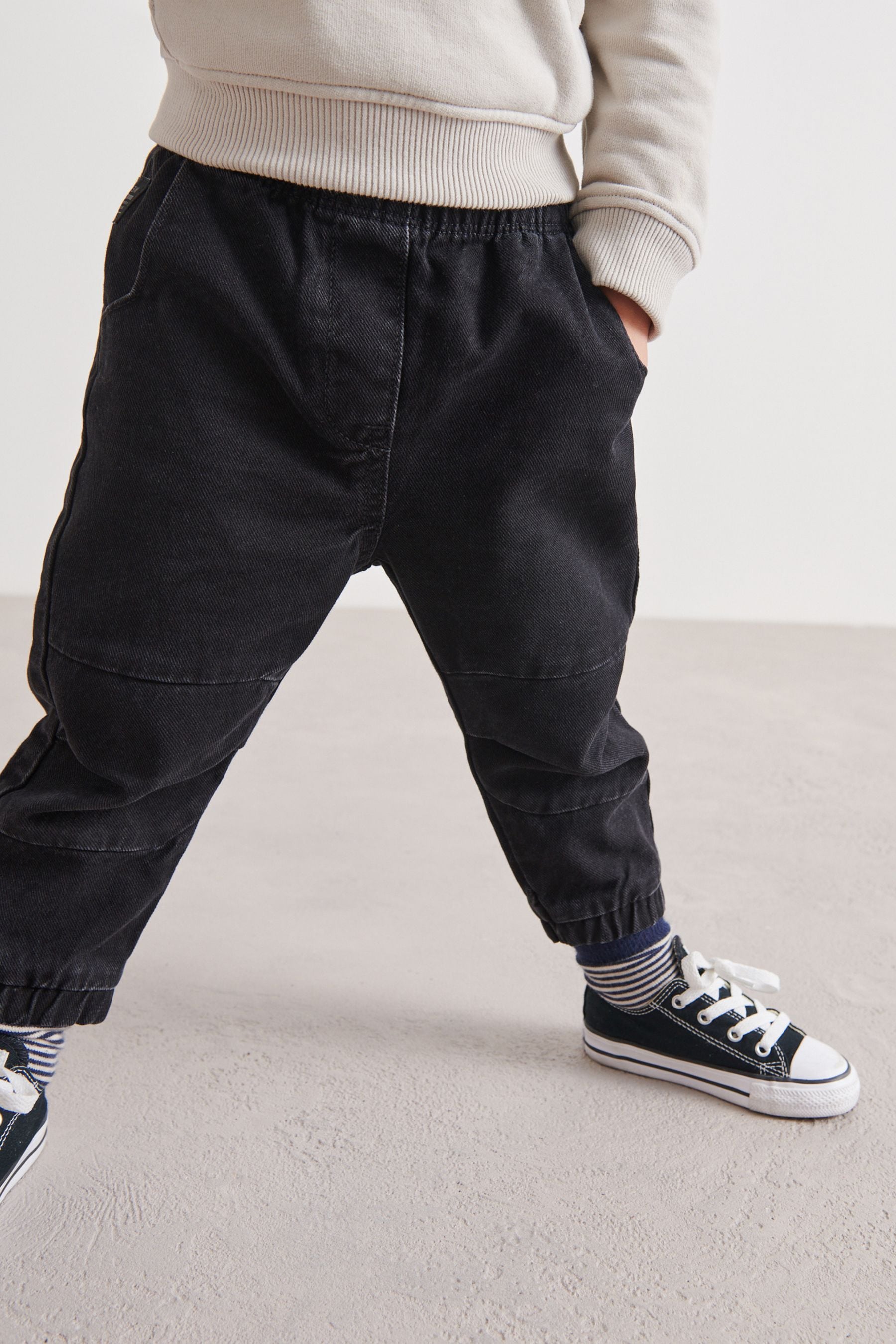 Black Denim Cuffed Pull-On Jeans (3mths-7yrs)