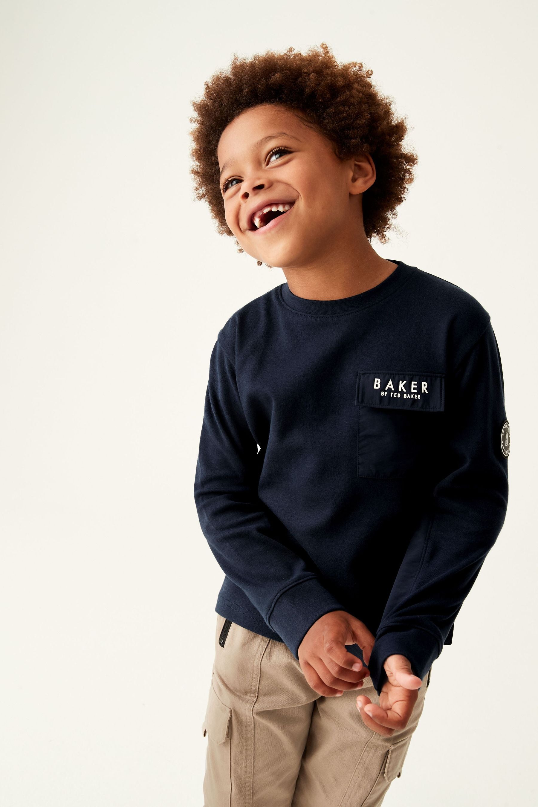 Navy Baker by Ted Baker Long Sleeve Pocket T-Shirt