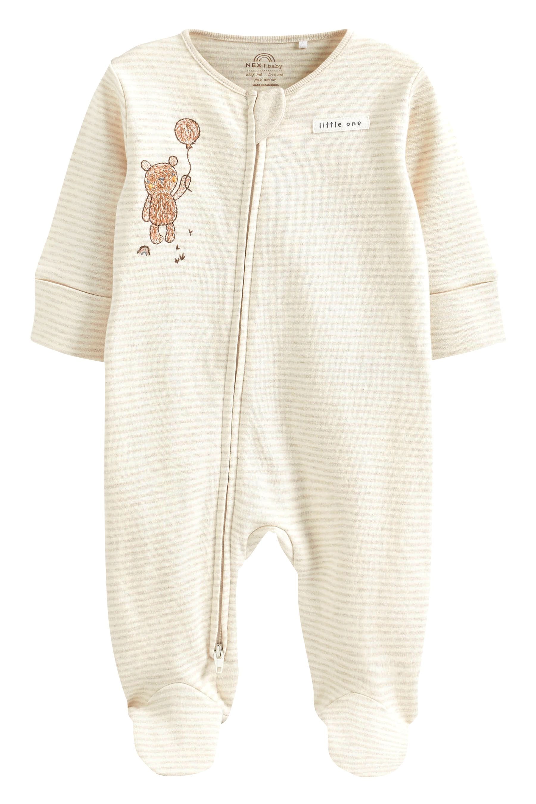 Oatmeal Cream Baby Sleepsuits 3 Pack (0mths-3yrs)