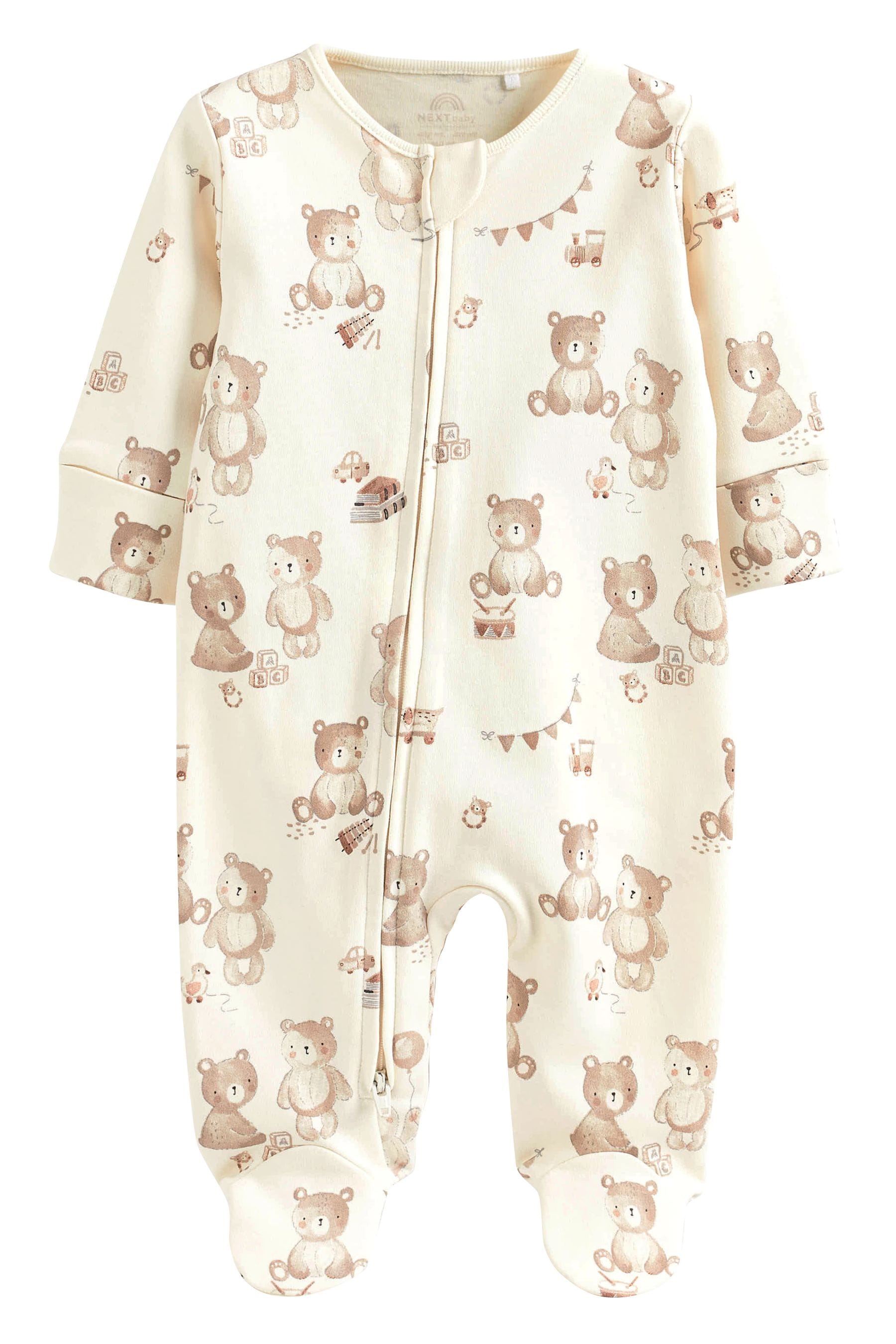 Oatmeal Cream Baby Sleepsuits 3 Pack (0mths-3yrs)