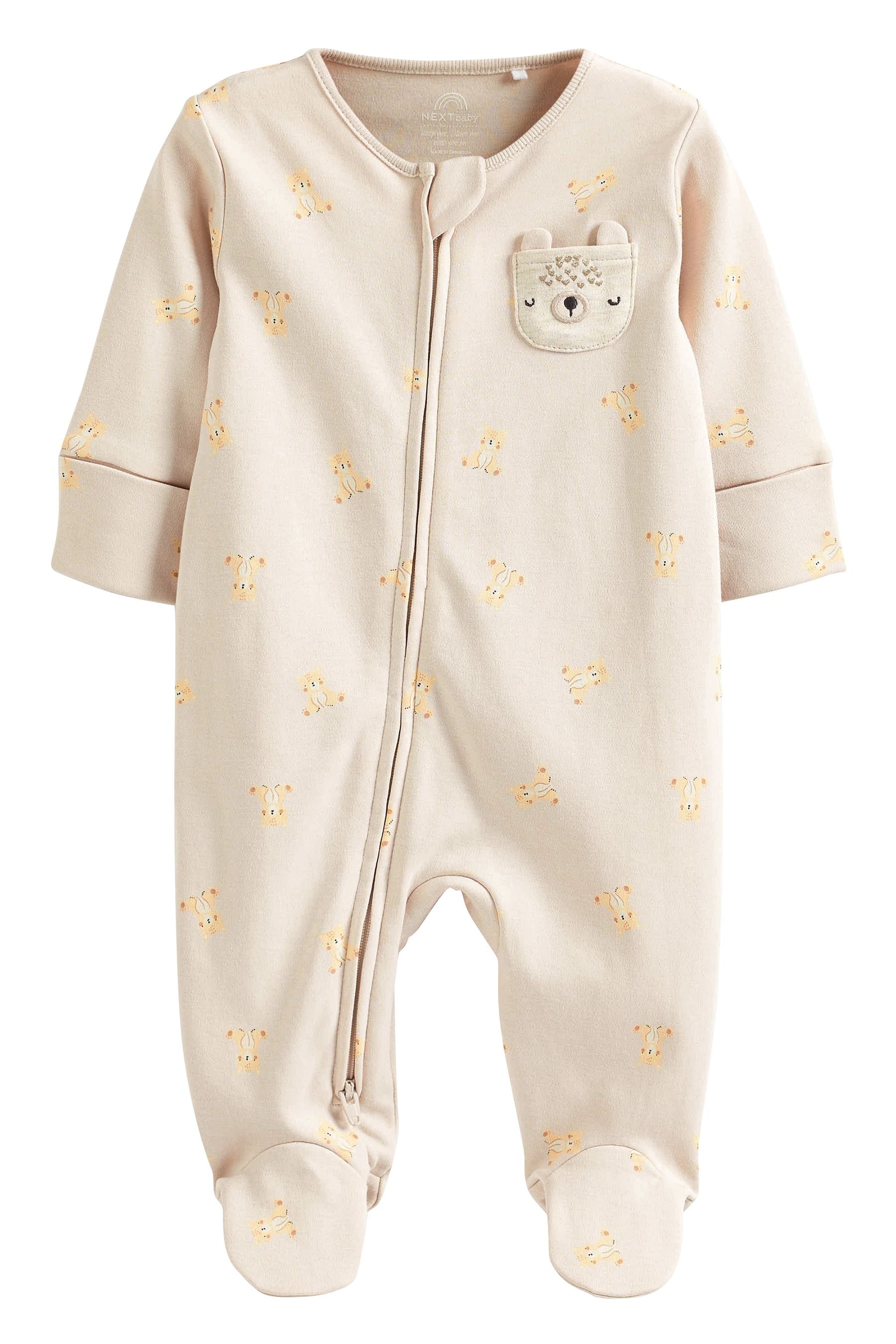 Oatmeal Cream Baby Sleepsuits 3 Pack (0mths-3yrs)