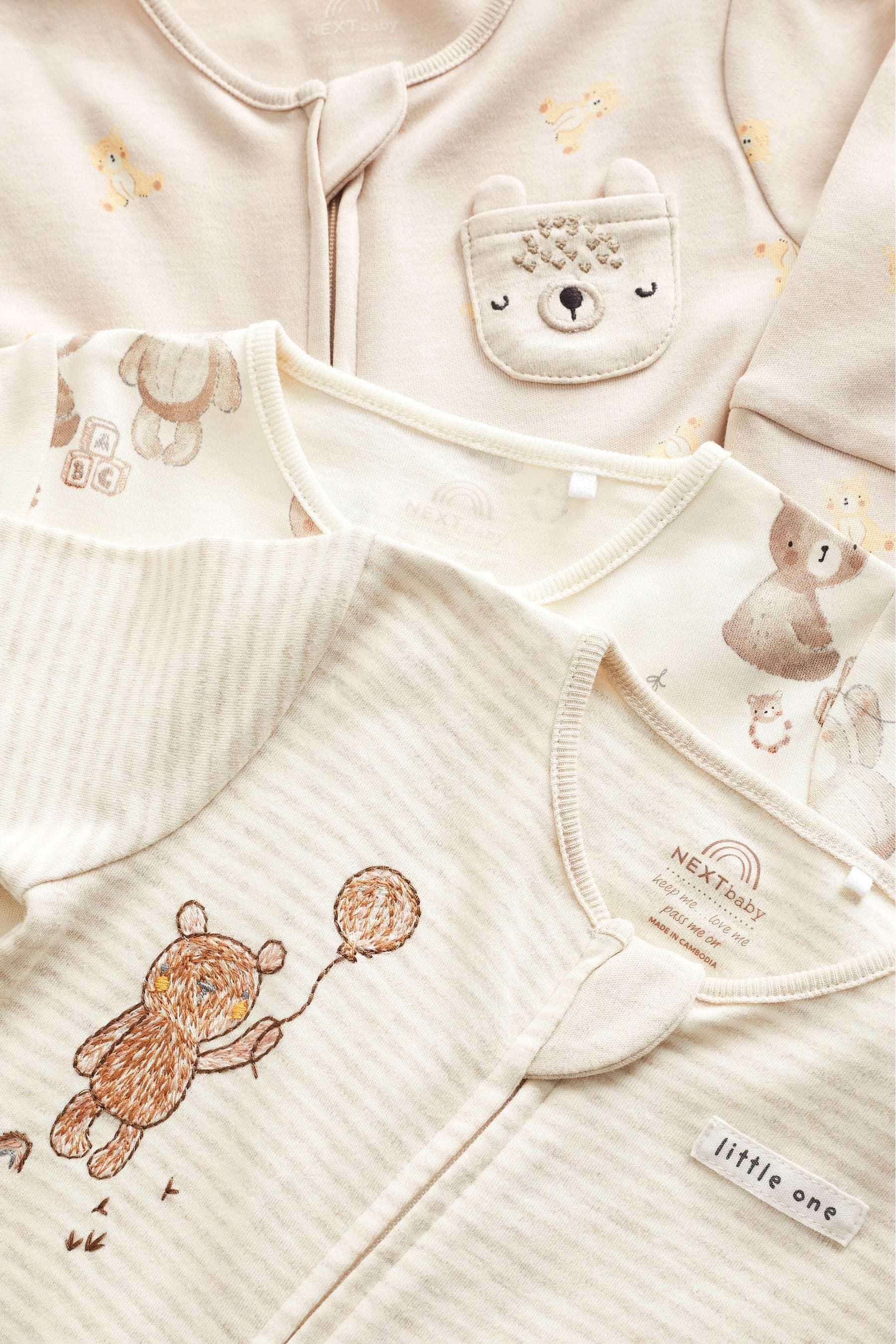 Oatmeal Cream Baby Sleepsuits 3 Pack (0mths-3yrs)