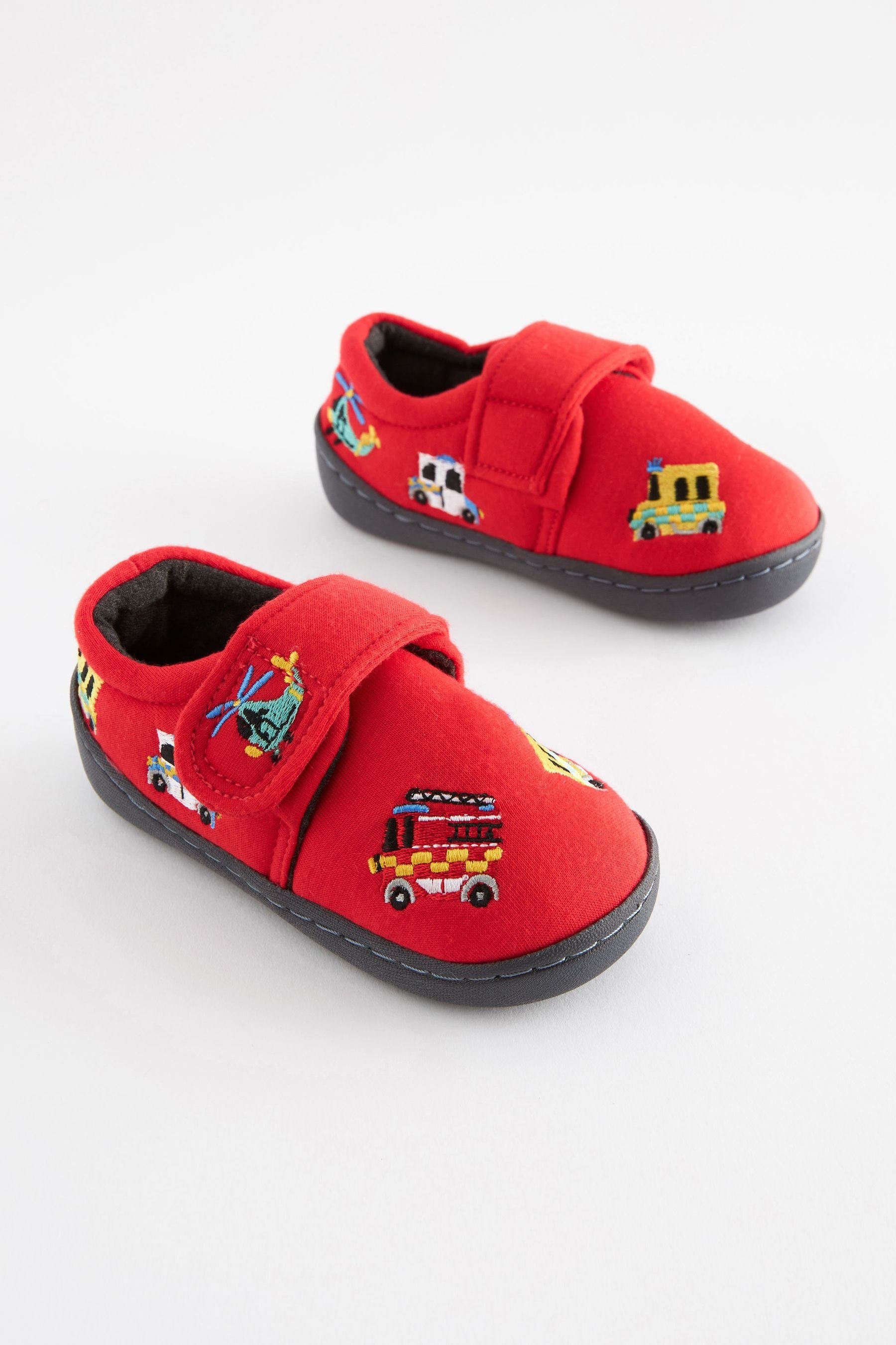 Red Transport Touch Fastening Cupsole Print Slippers