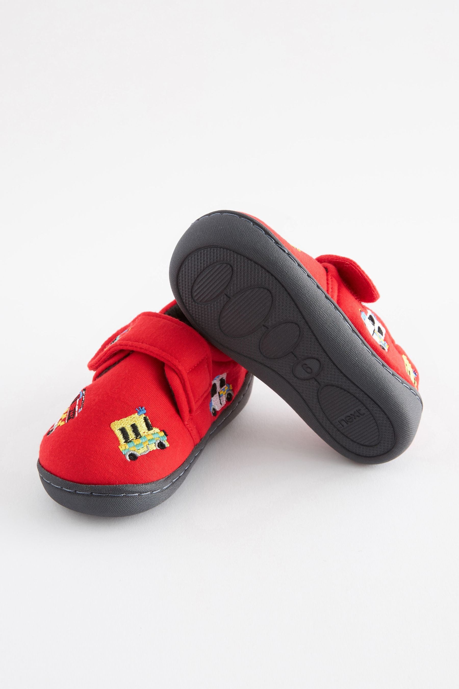 Red Transport Touch Fastening Cupsole Print Slippers