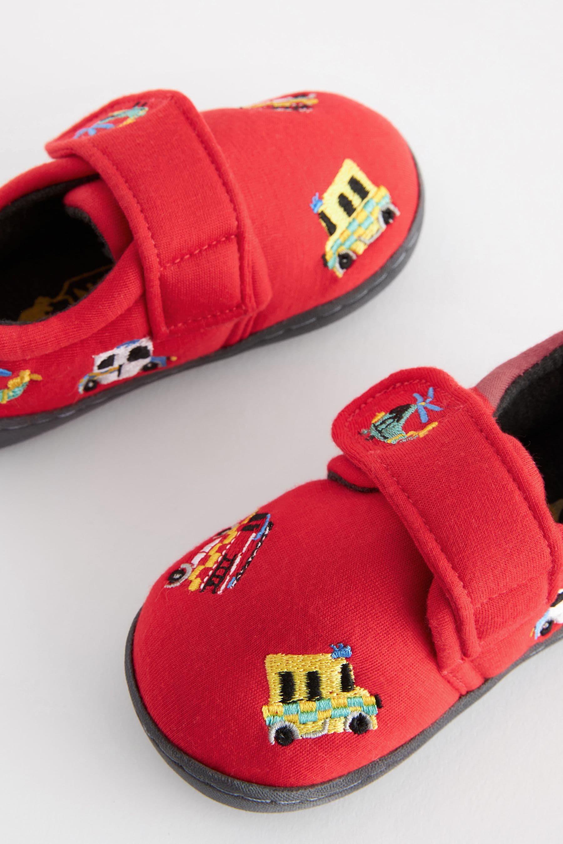 Red Transport Touch Fastening Cupsole Print Slippers