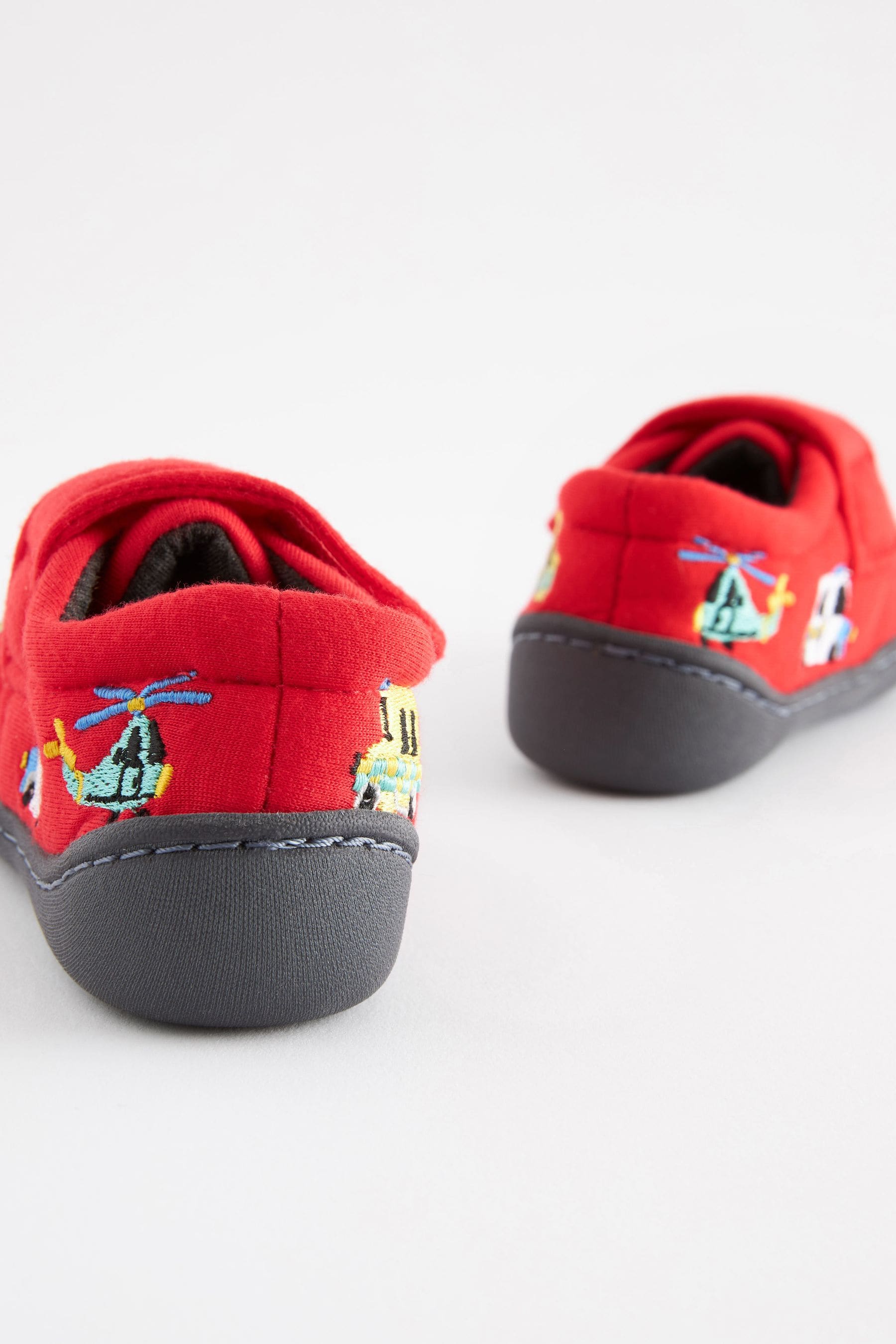 Red Transport Touch Fastening Cupsole Print Slippers