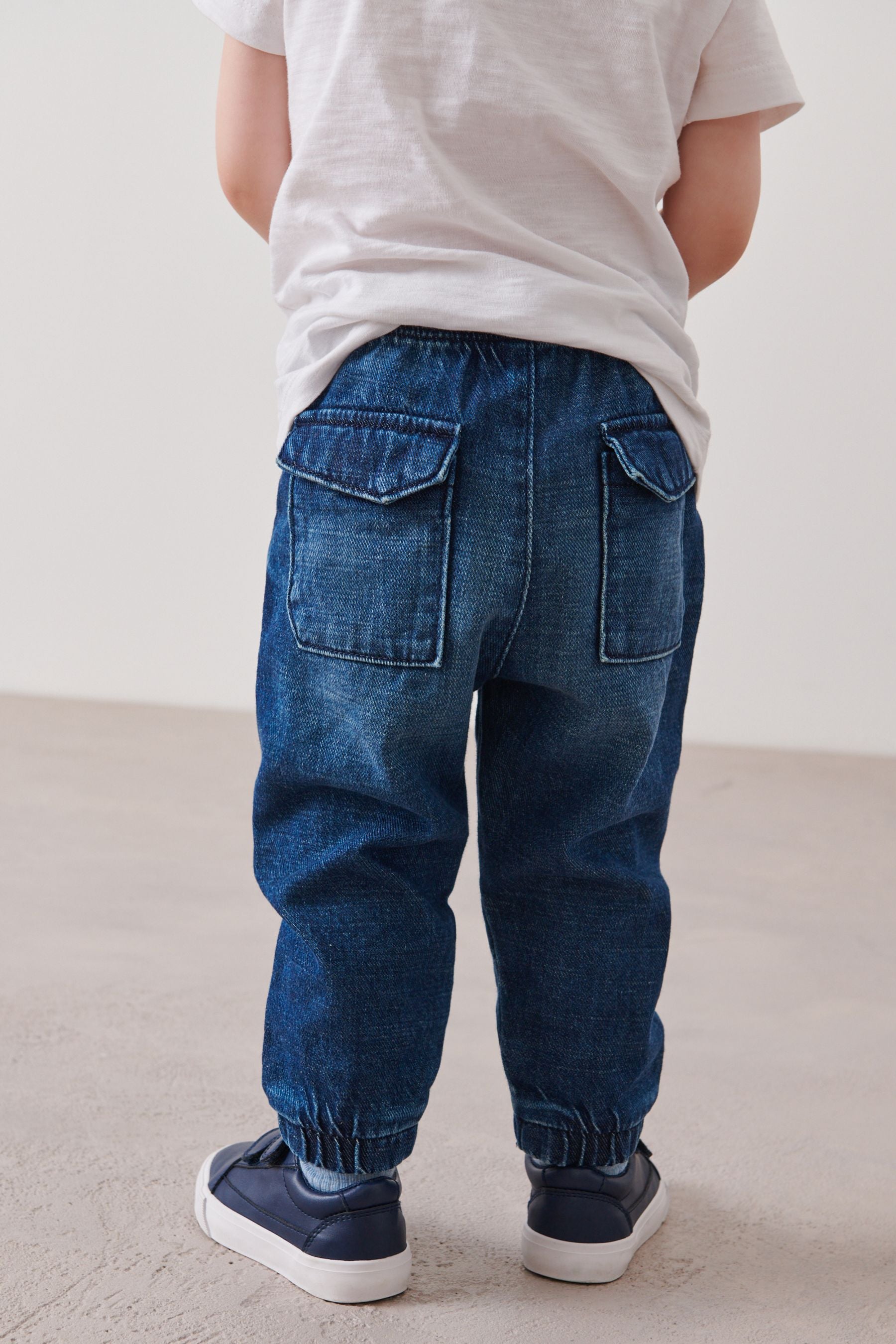 Dark Blue Denim Cuffed Pull-On Jeans (3mths-7yrs)