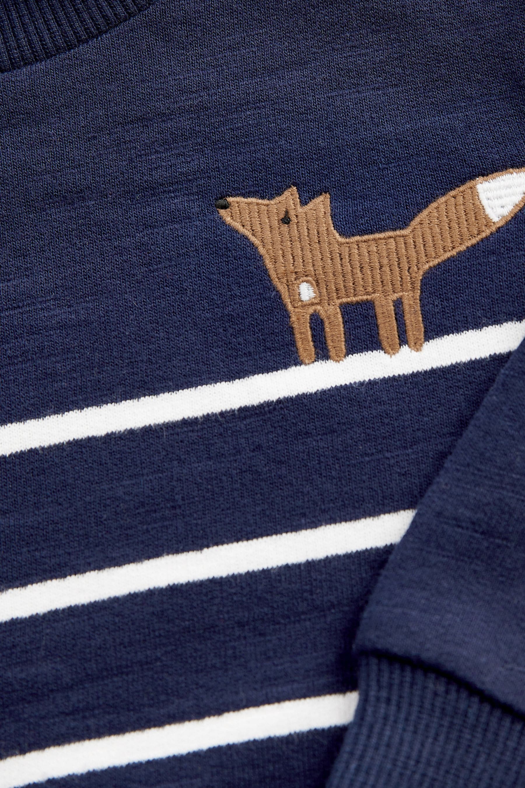 Navy Blue Stripe Fox Appliquééé Sweatshirt (3mths-7yrs)