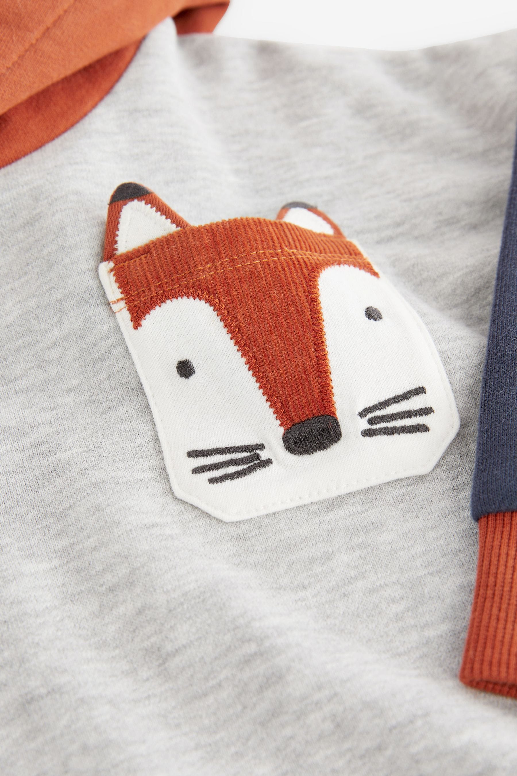 Grey Blue Orange Fox Colourblock Character Hoodie (3mths-7yrs)