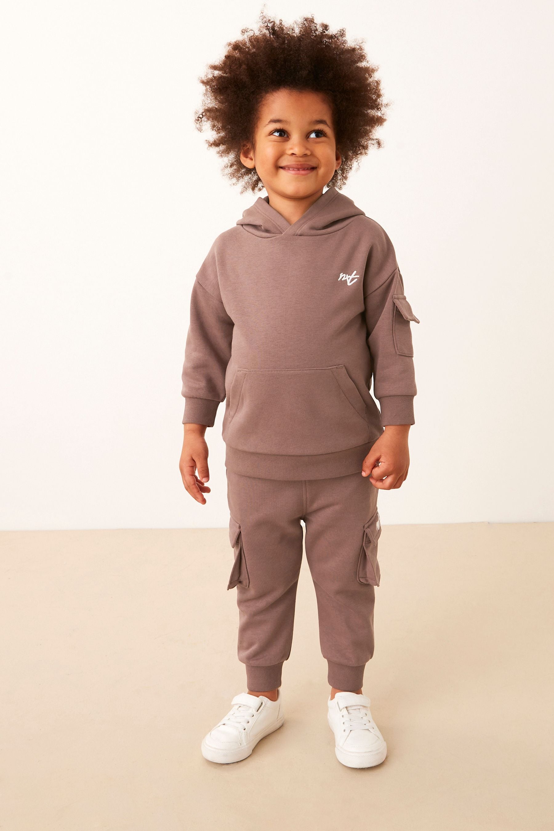 Chocolate Brown Utility Hoodie And Joggers Set (3mths-7yrs)