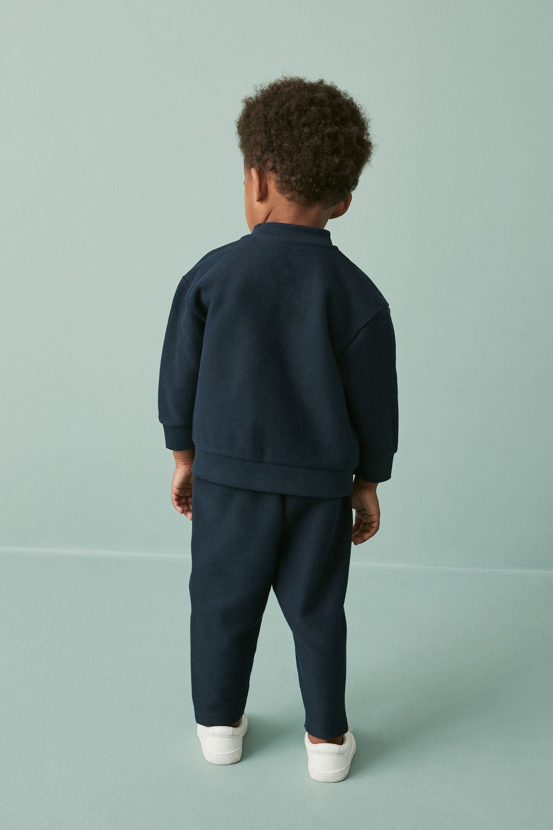 Navy Blue Jersey Bomber Jacket And Joggers 2 Piece Set (3mths-7yrs)