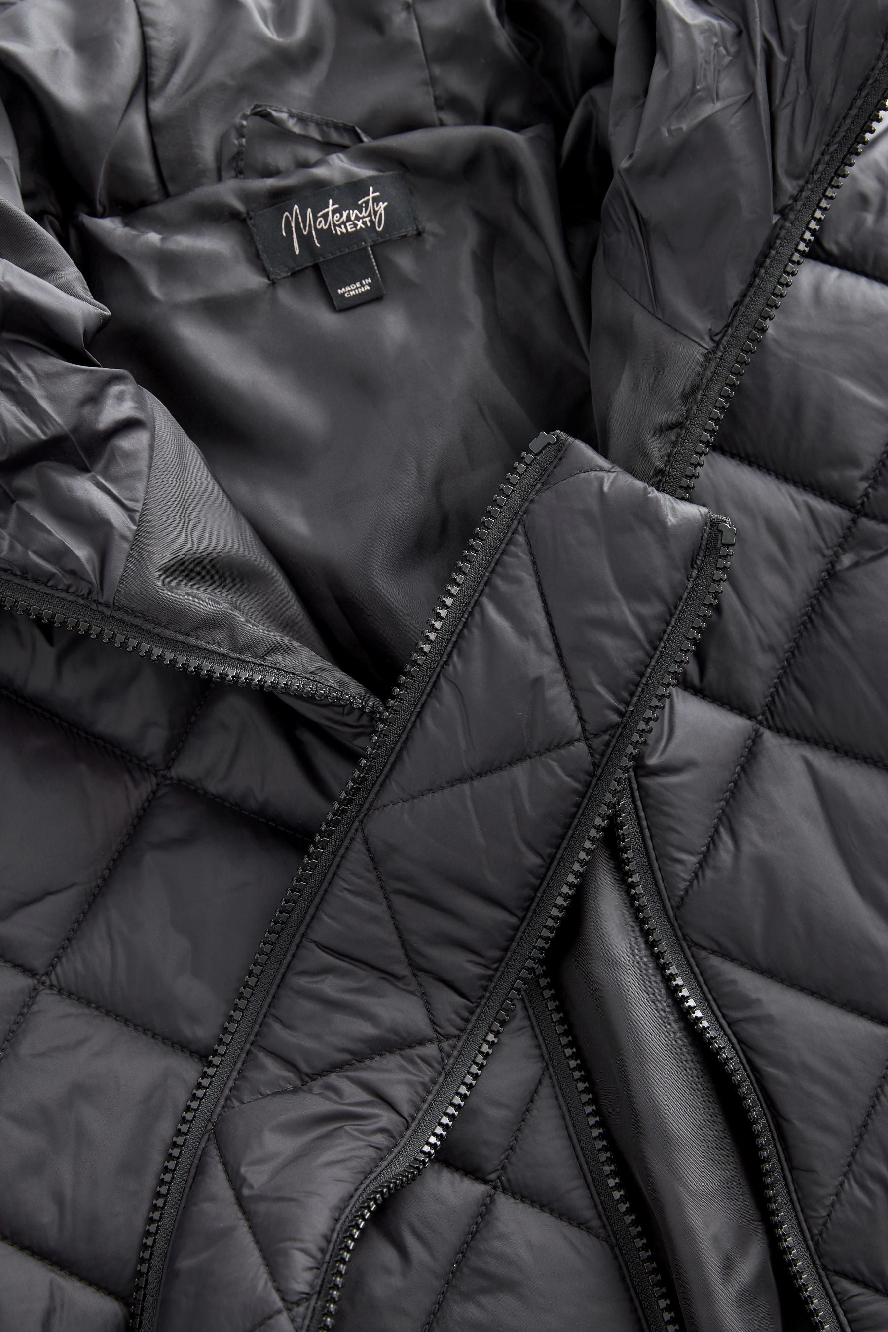 Black Maternity Longline Quilted Bomber Jacket With Hood