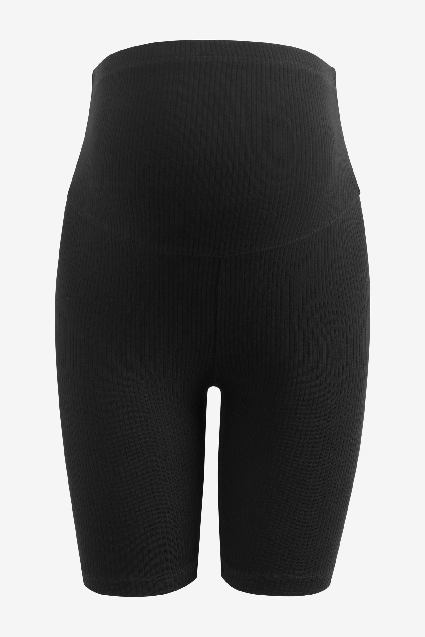 Black Maternity Ribbed Cycling Shorts