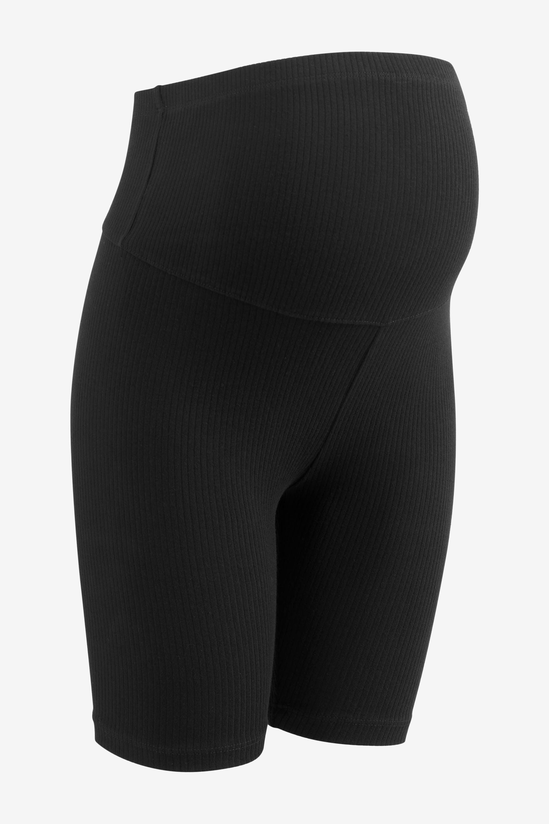 Black Maternity Ribbed Cycling Shorts