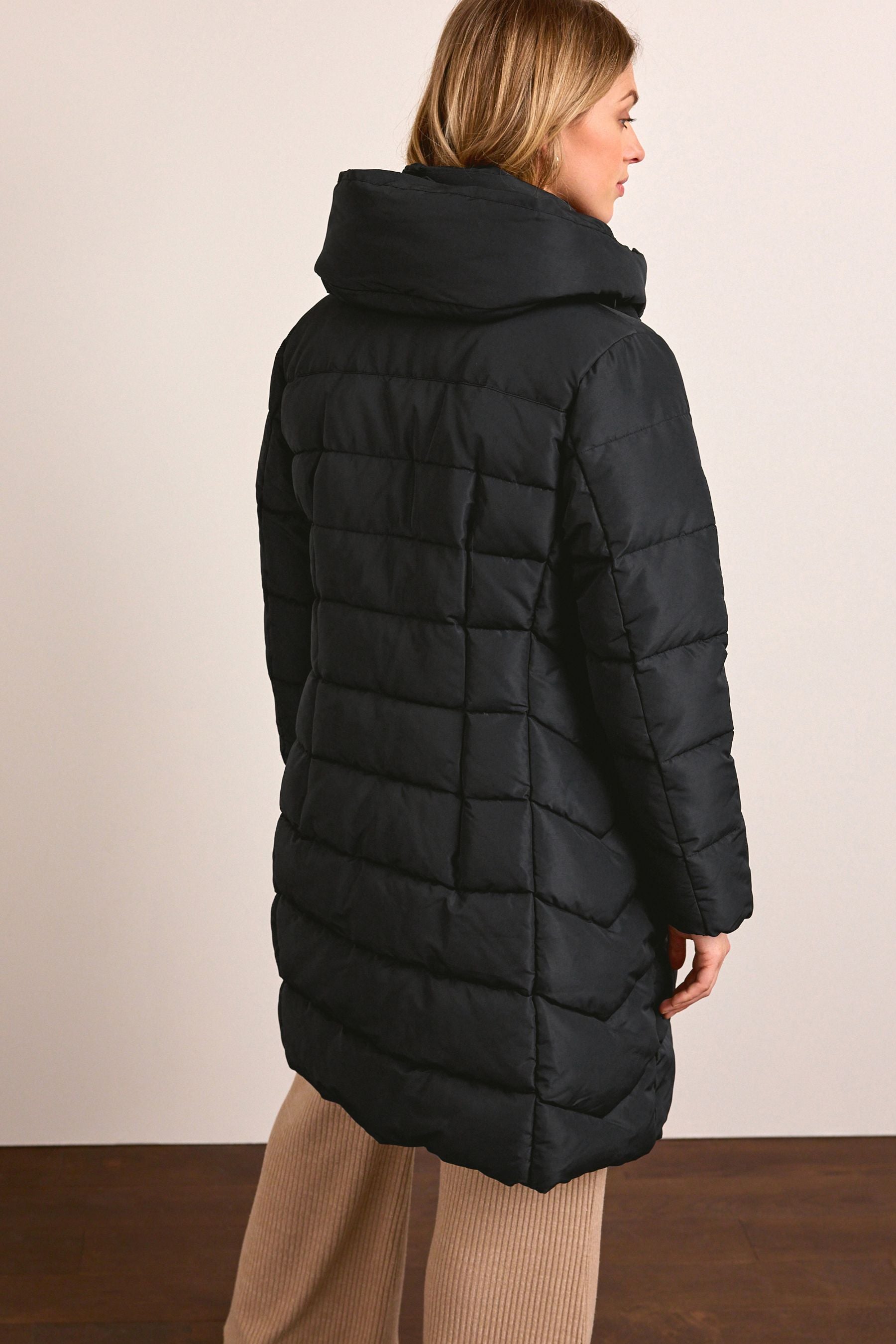 Black Maternity Padded Coat With Zip-Out Panel