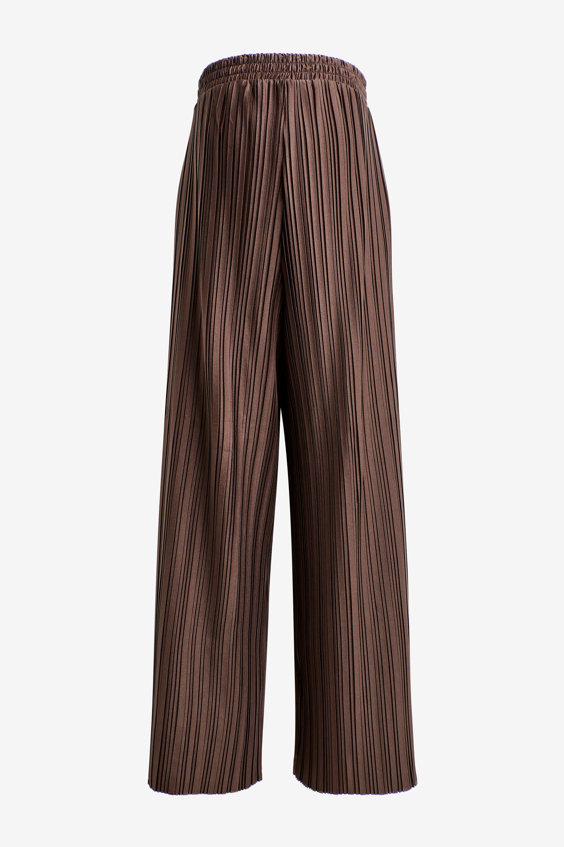 Chocolate Brown Maternity Wide Leg Plisse Trousers