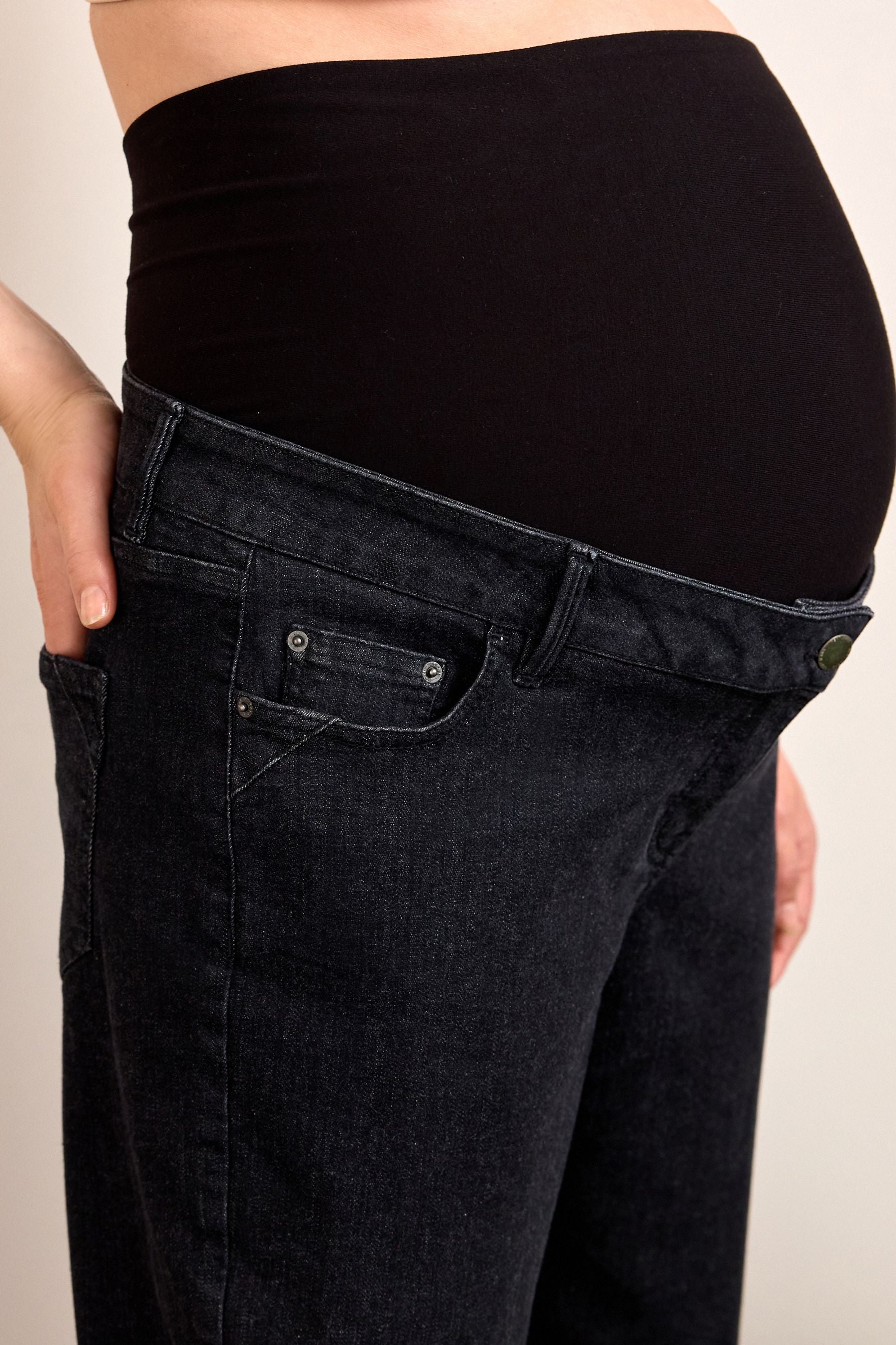 Washed Black Maternity Mom Fit Jeans