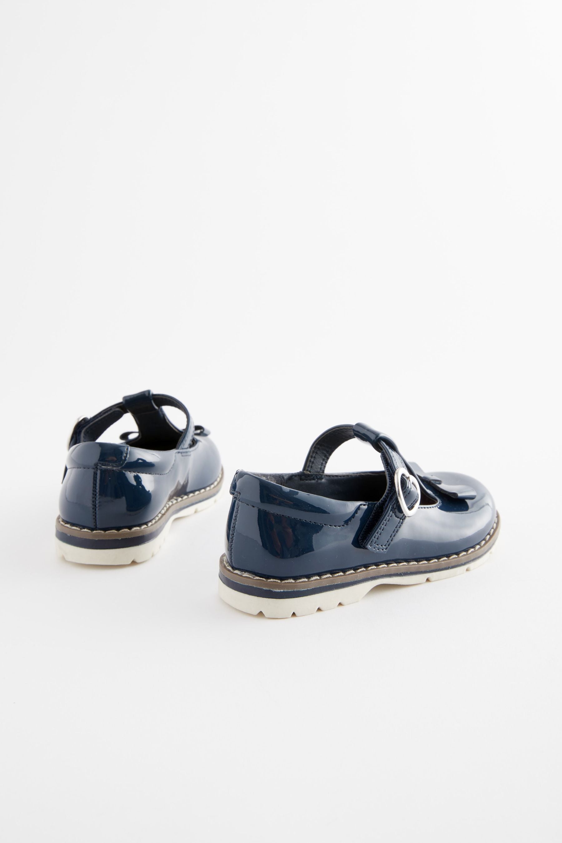 Navy Blue Bow T-Bar Shoes