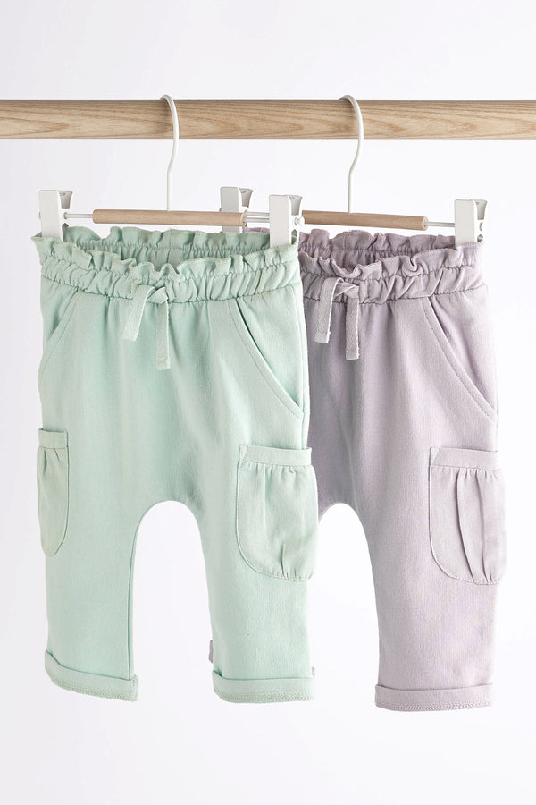 Lilac Purple/Mint green Baby Cargo Joggers 2 Pack