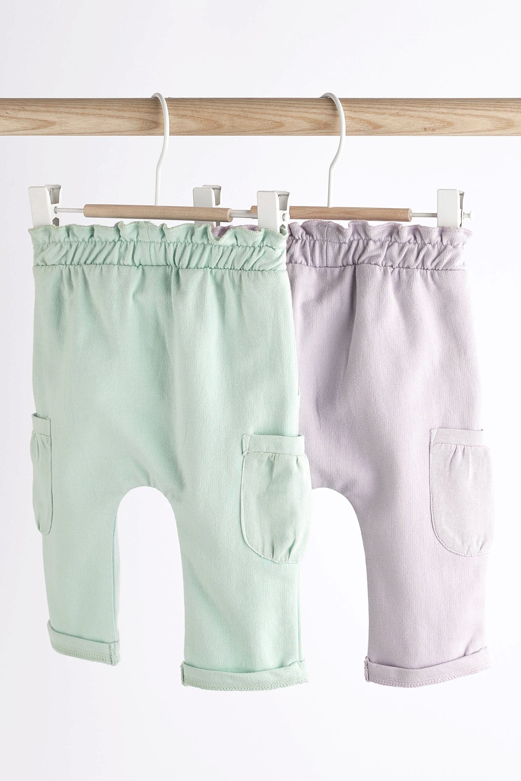 Lilac Purple/Mint green Baby Cargo Joggers 2 Pack