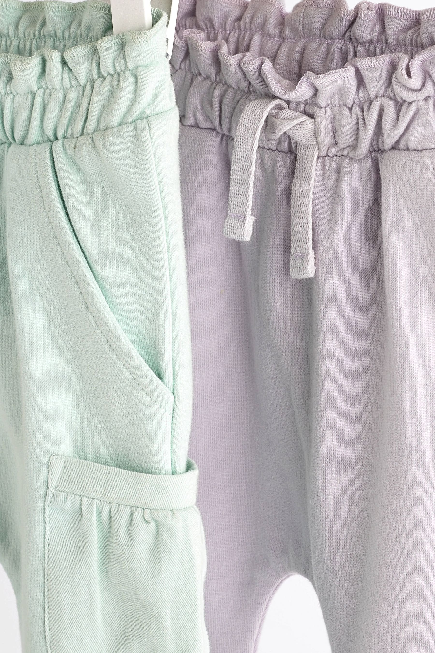 Lilac Purple/Mint green Baby Cargo Joggers 2 Pack