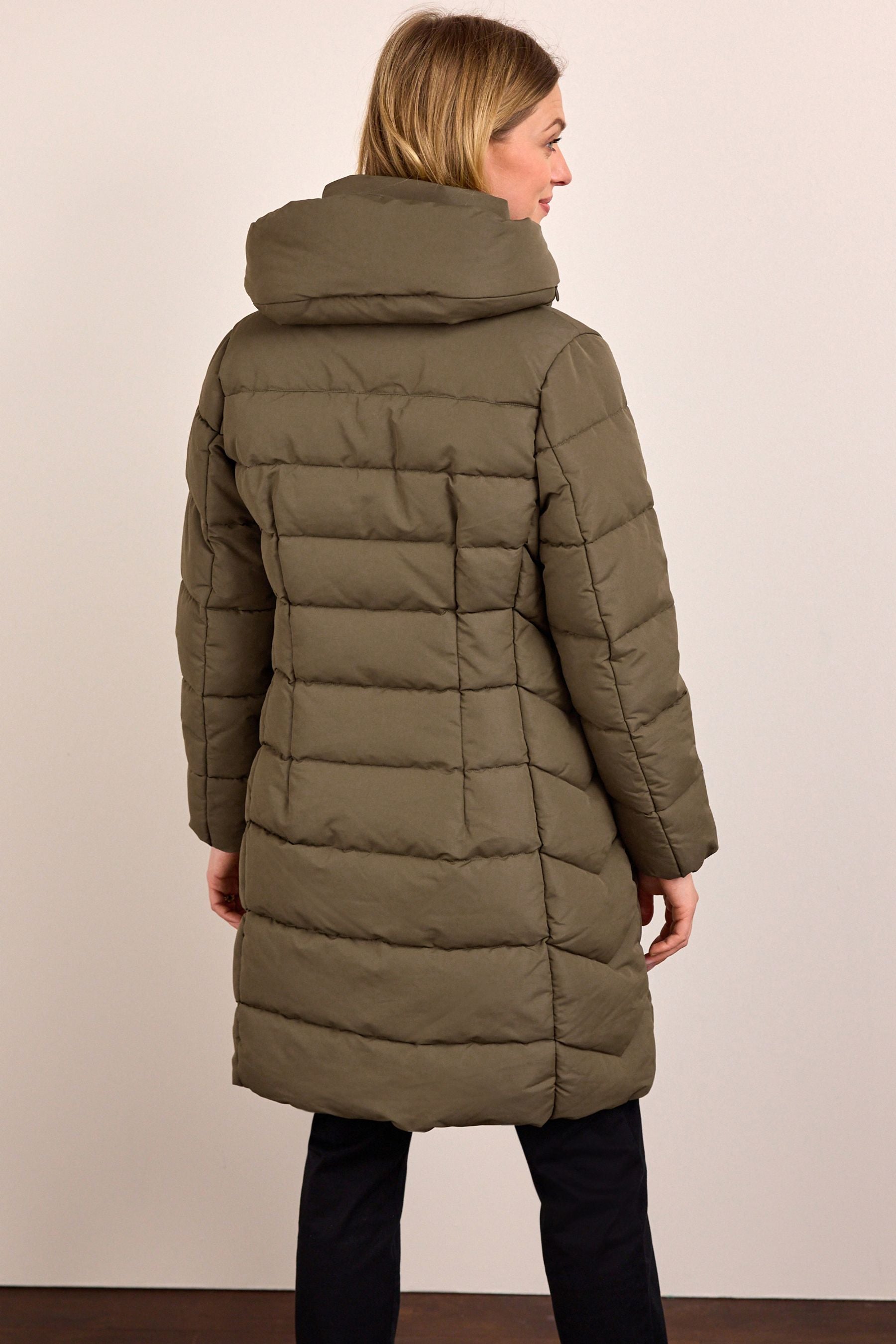 Khaki Green Maternity Padded Coat With Zip-Out Panel