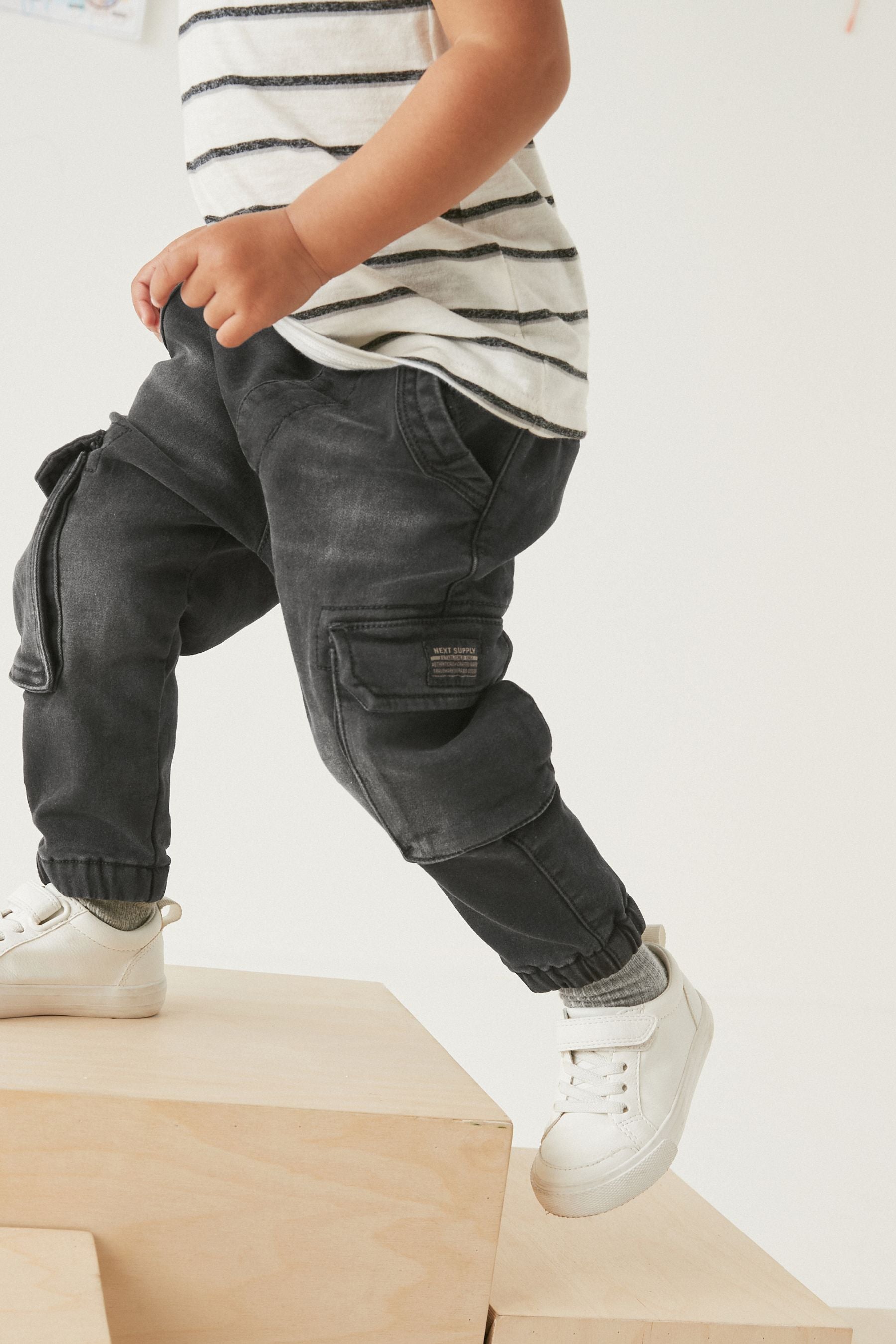 Black Denim Comfort Cargo Jeans (3mths-7yrs)