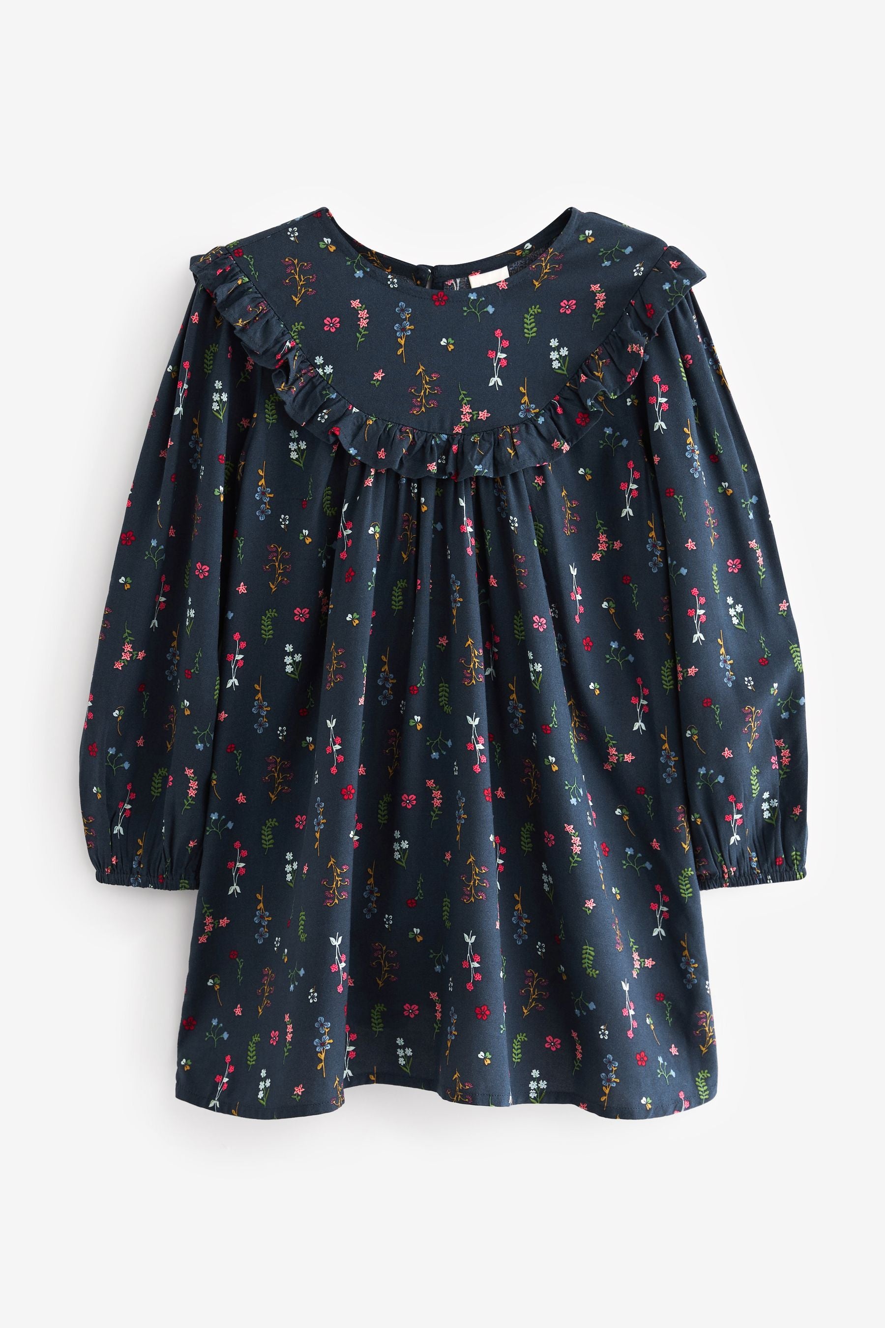 Navy Blue Floral Printed Dress (12mths-16yrs)