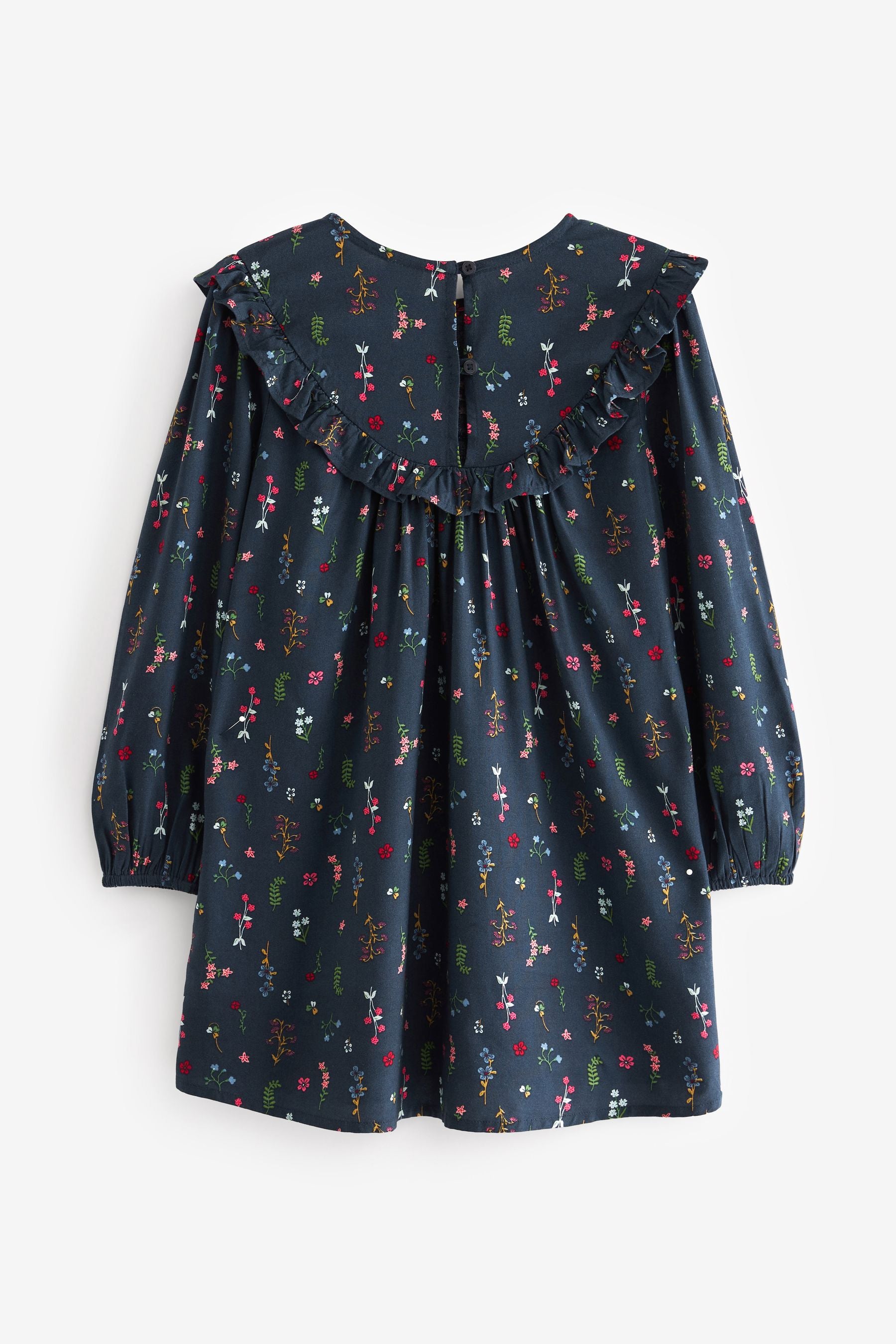 Navy Blue Floral Printed Dress (12mths-16yrs)