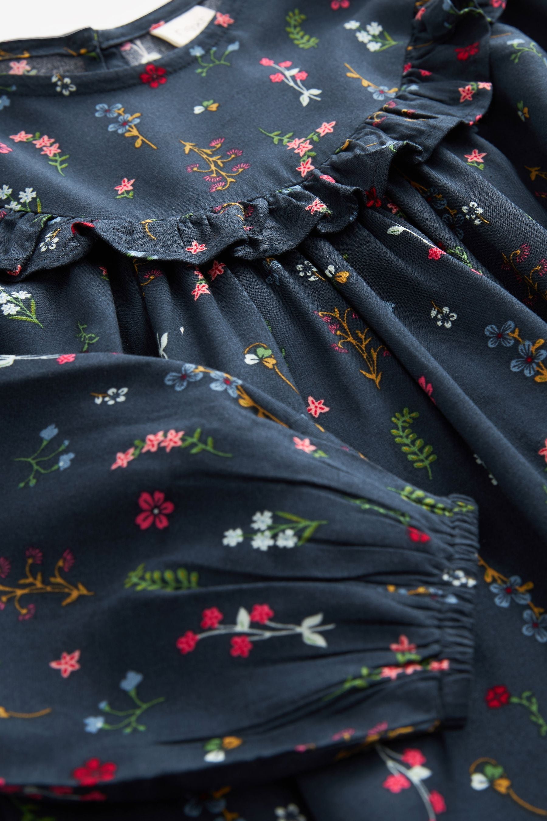 Navy Blue Floral Printed Dress (12mths-16yrs)