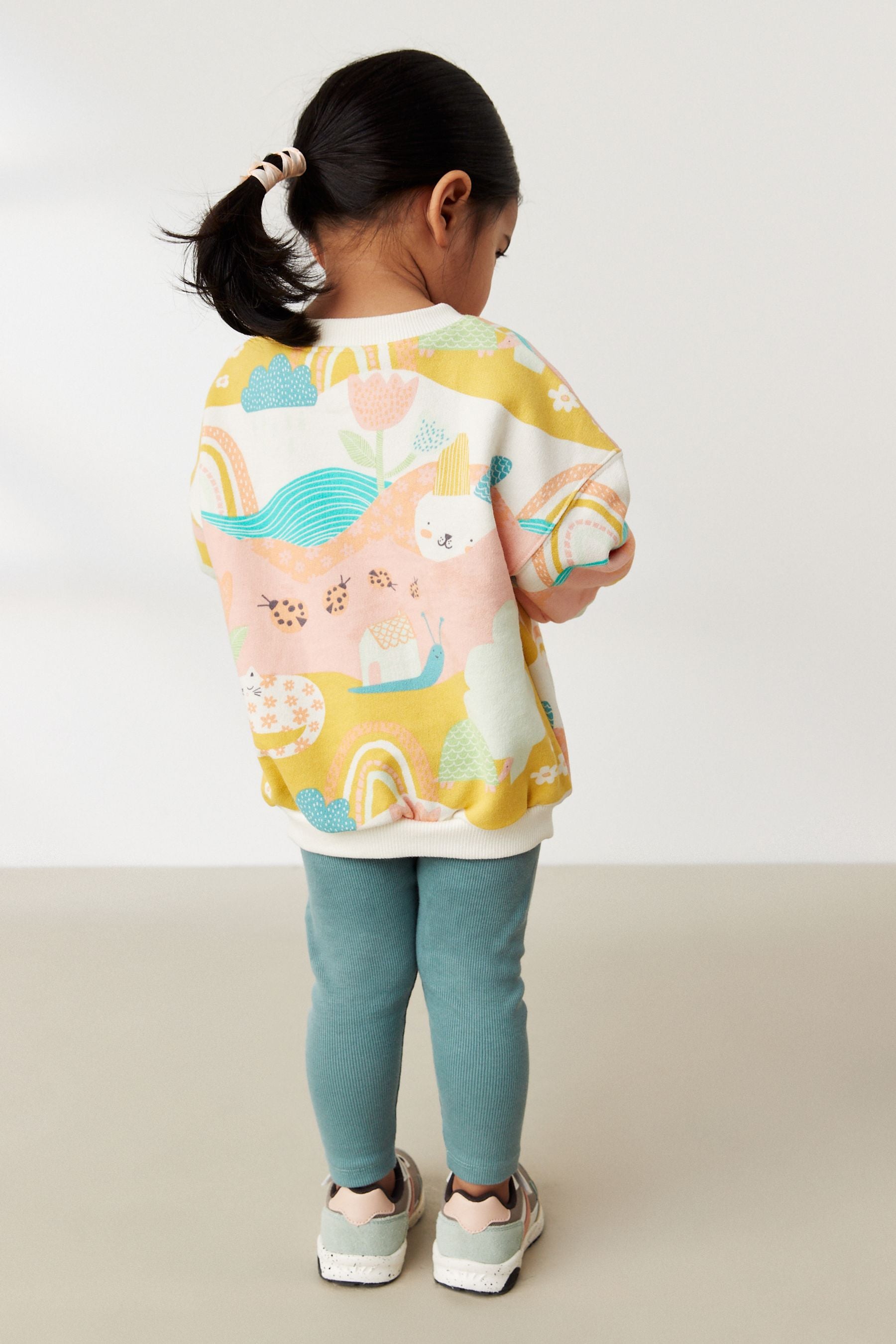 Green Printed Long Sleeve Character Sweatshirt And Leggings Set (3mths-7yrs)