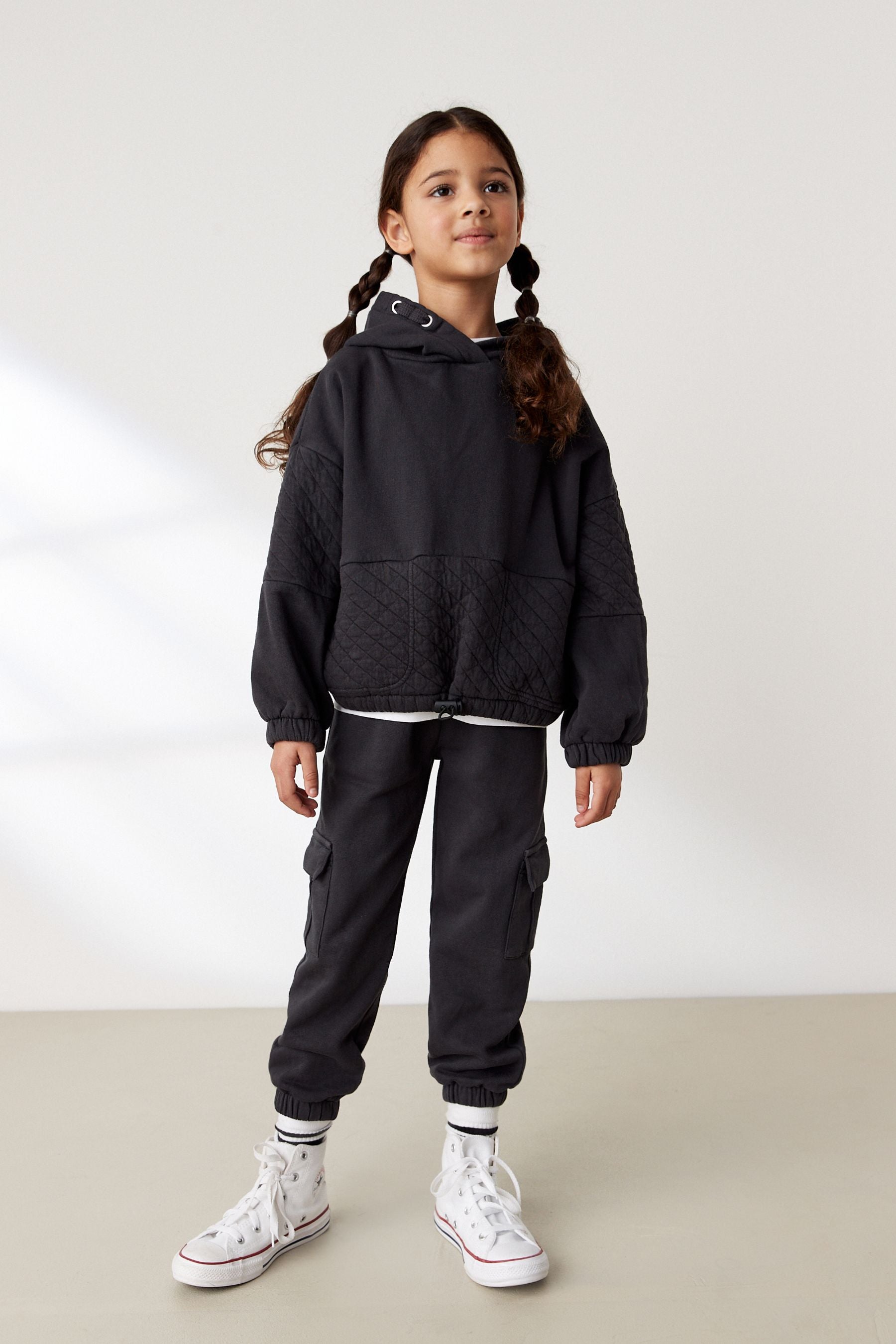 Black Utility Toggle Hem Hoodie (3-16yrs)