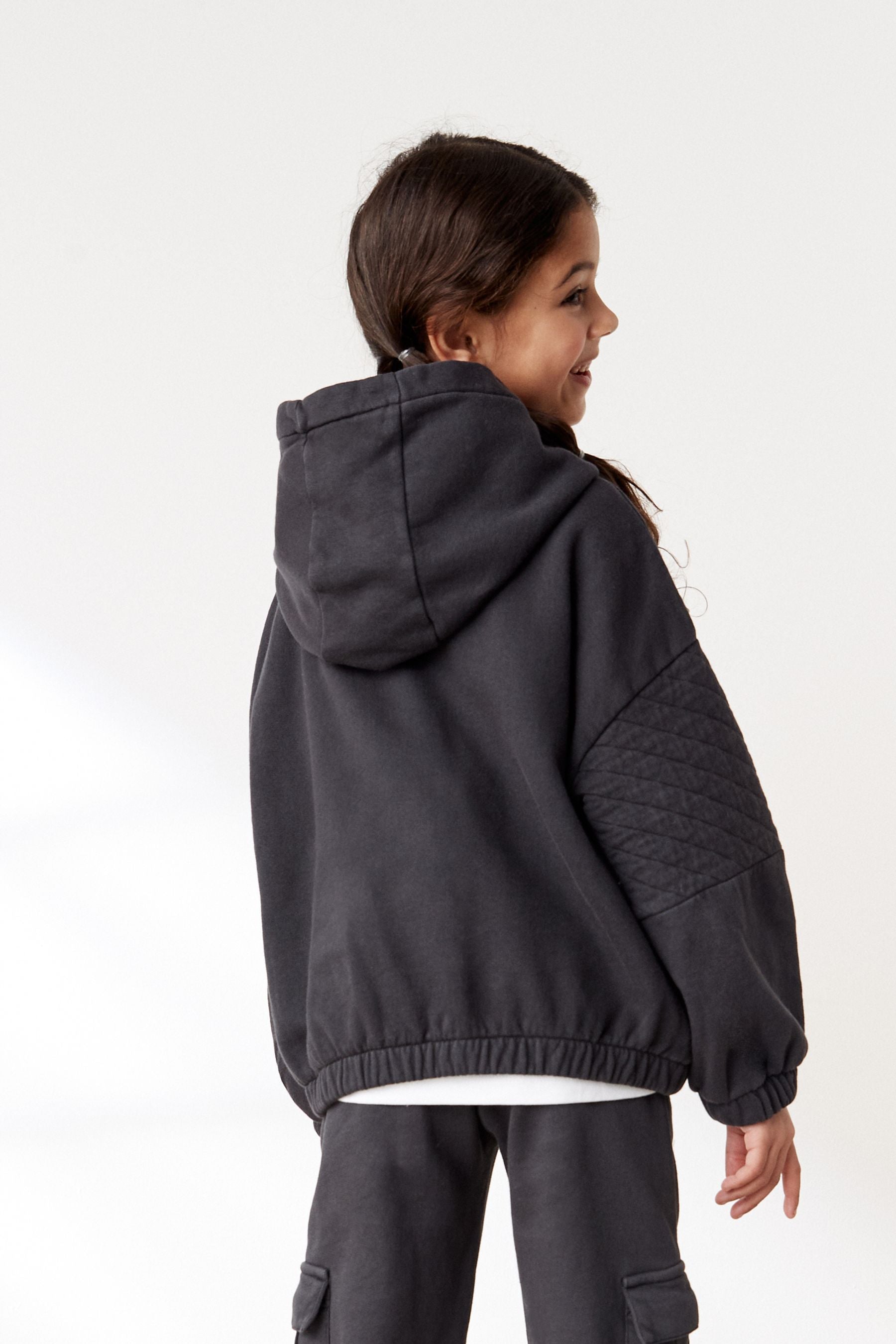 Black Utility Toggle Hem Hoodie (3-16yrs)