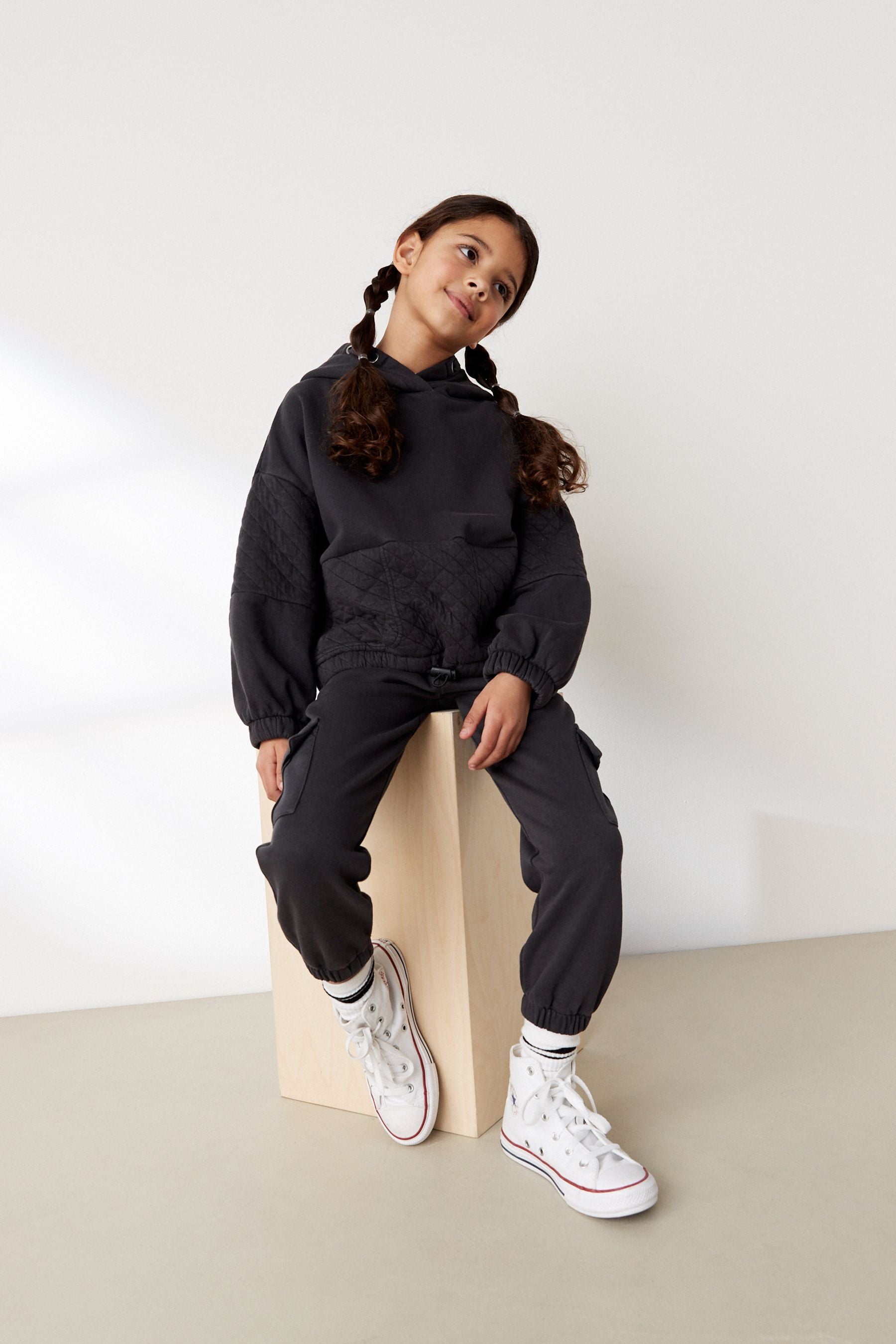 Black Utility Toggle Hem Hoodie (3-16yrs)