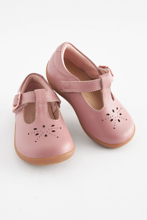 Blush Pink Leather First Walker T-Bar Shoes