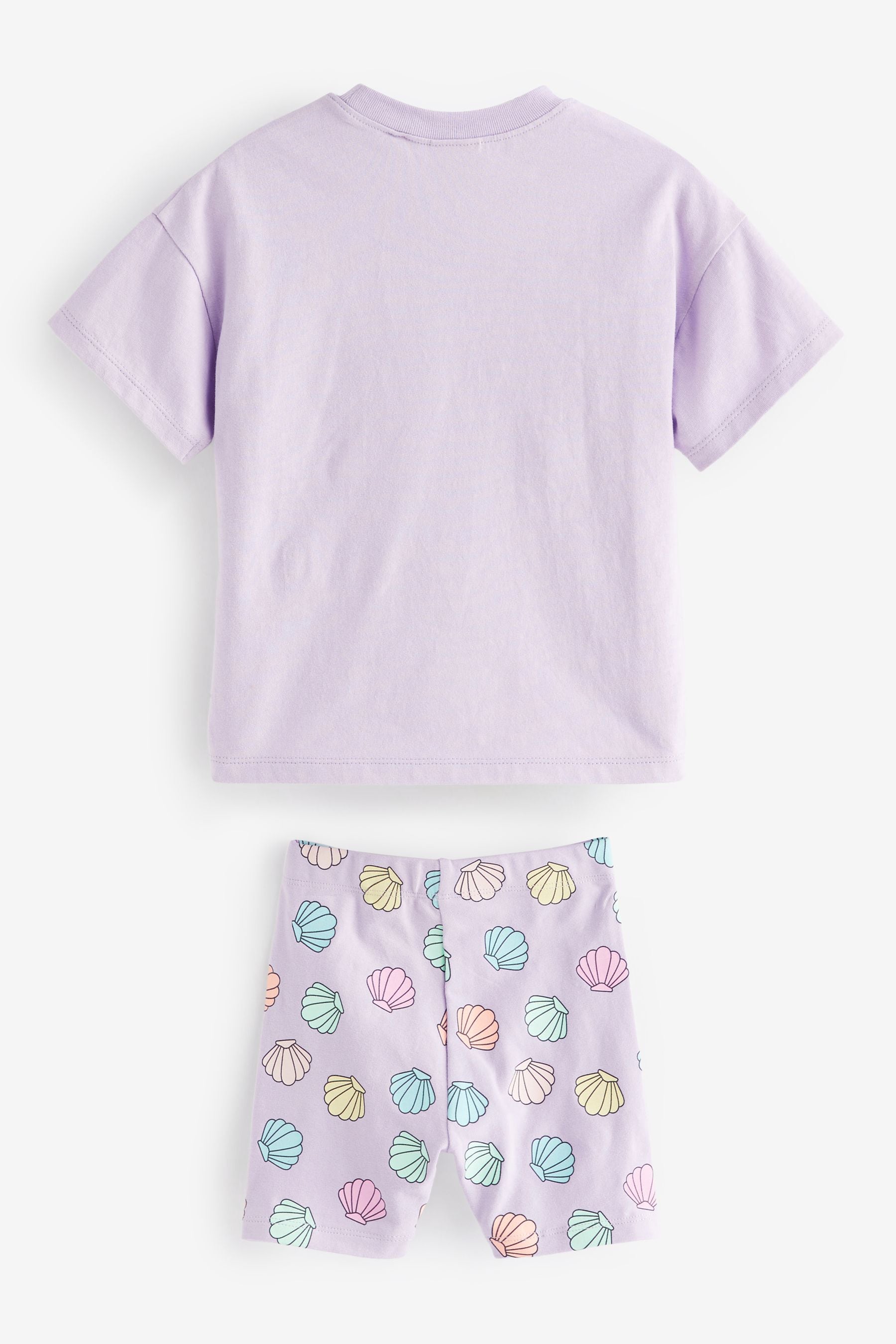 Purple Little Mermaid Short Sleeve T-Shirt And Cycling Shorts Set (3mths-7yrs)