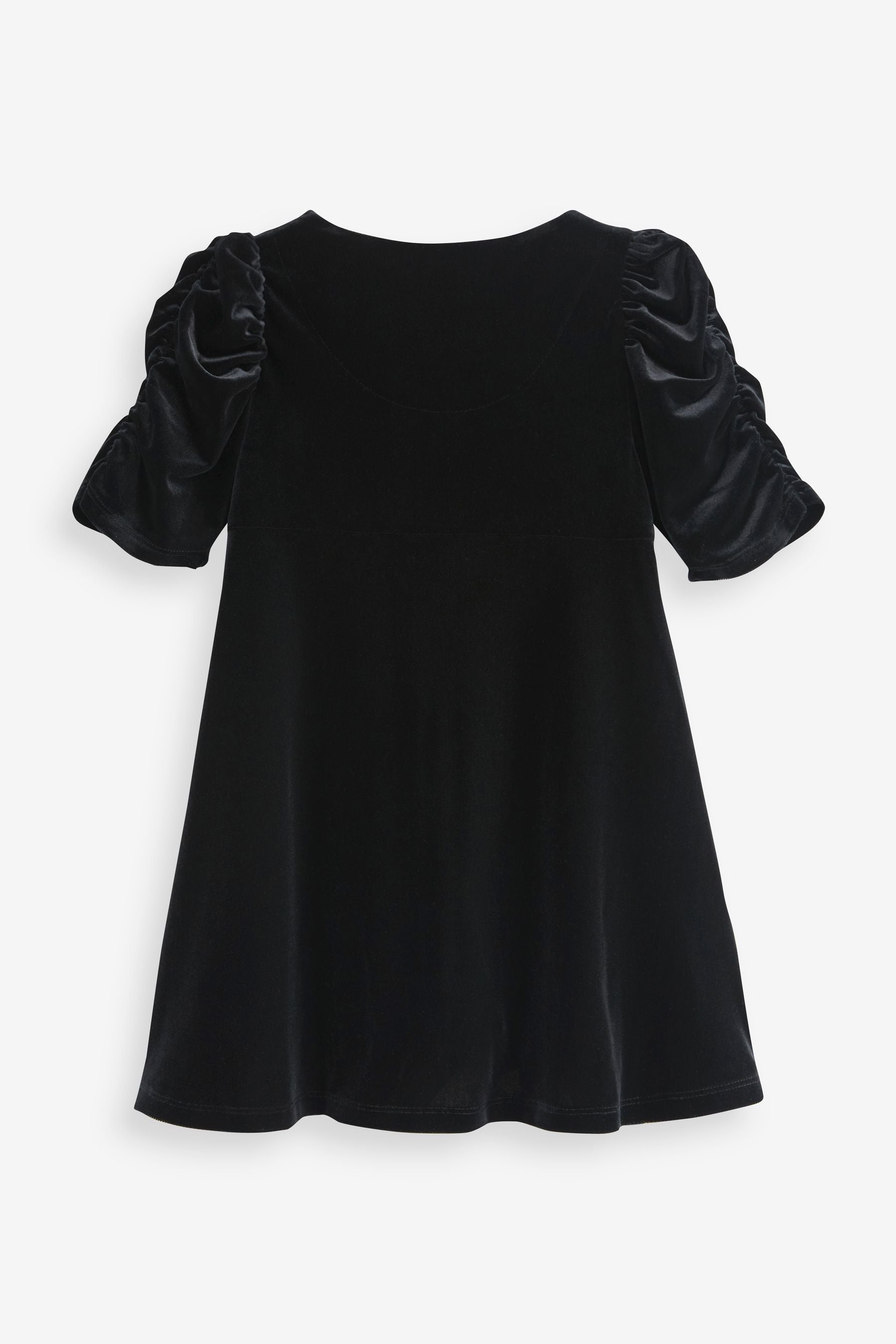 Black Velvet Shirred Sleeve Dress (3-16yrs)