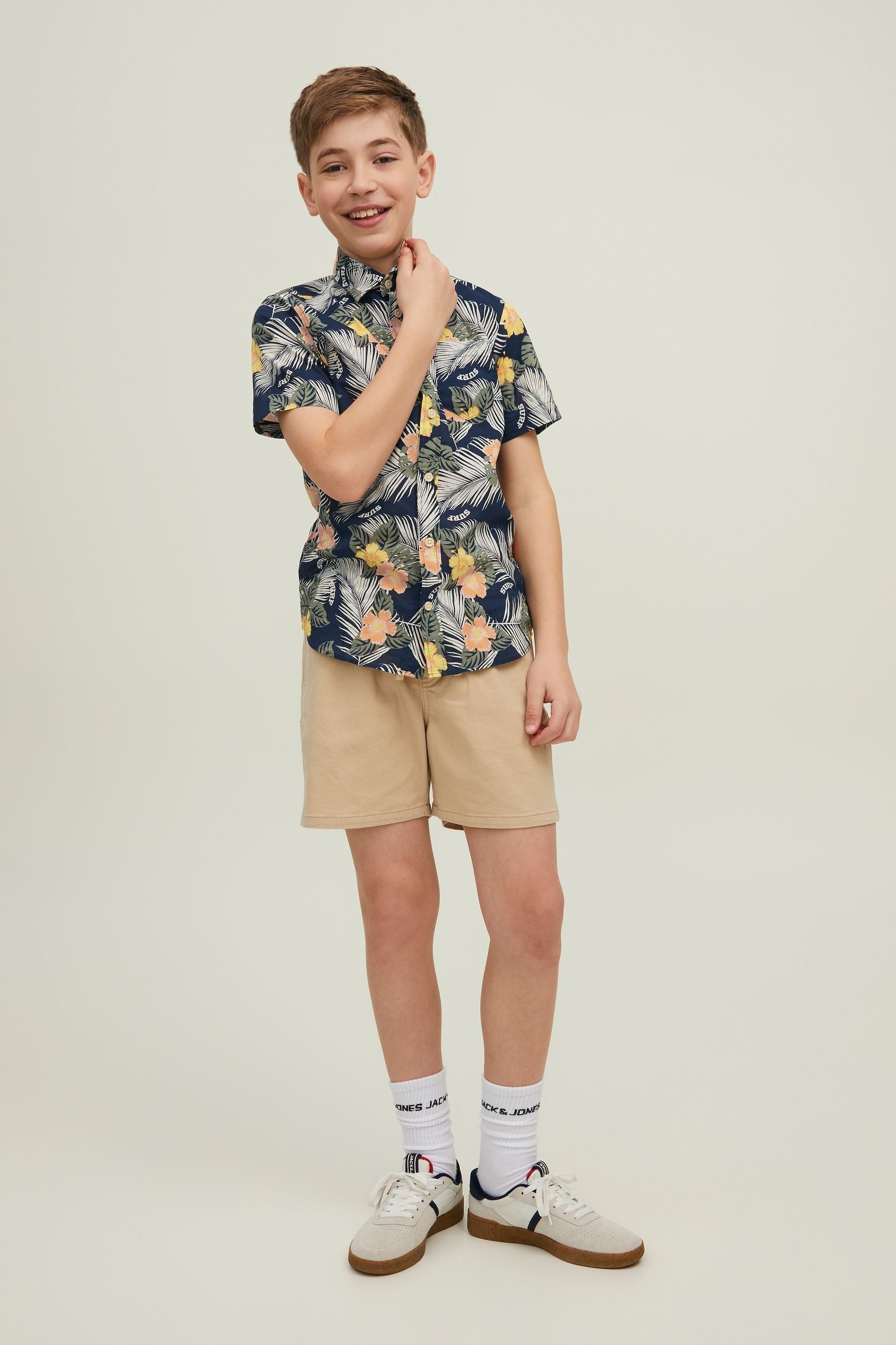 Navy JACK & JONES JUNIOR Short Sleeve Printed Shirt