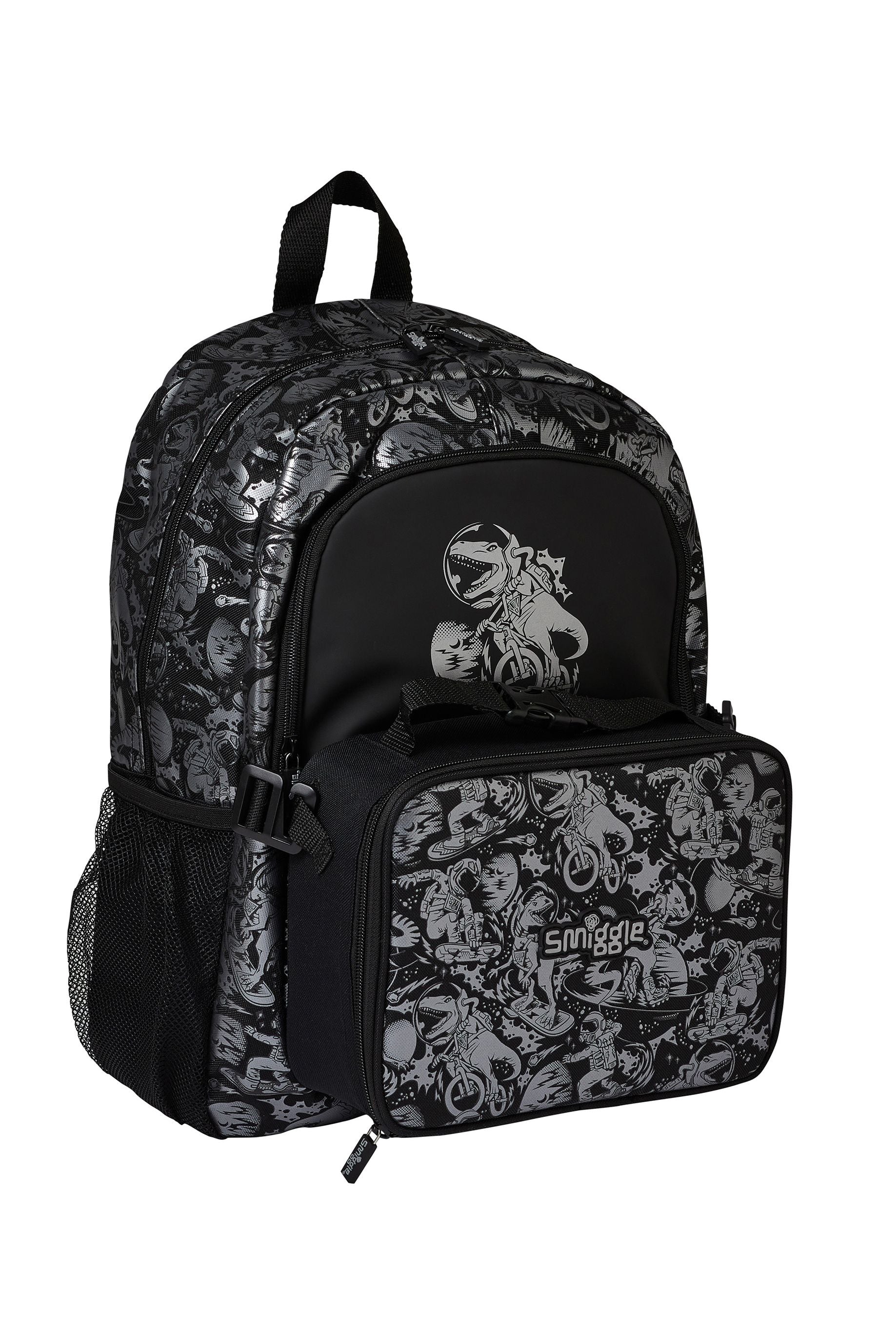 Black Dinosaur Smiggle Better Attach Backpack