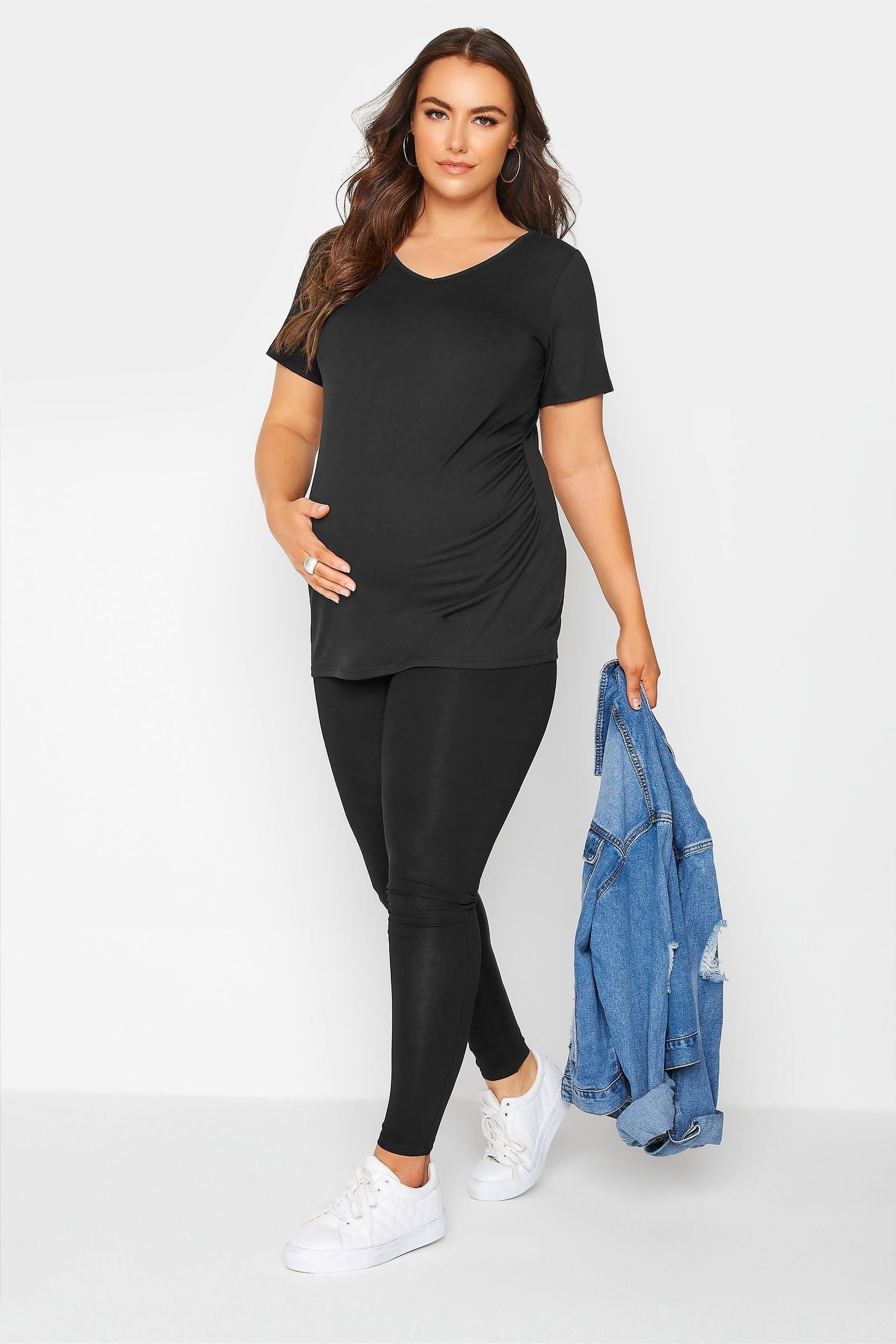 Black Yours Curve Maternity 2 Pack Full Length Legging