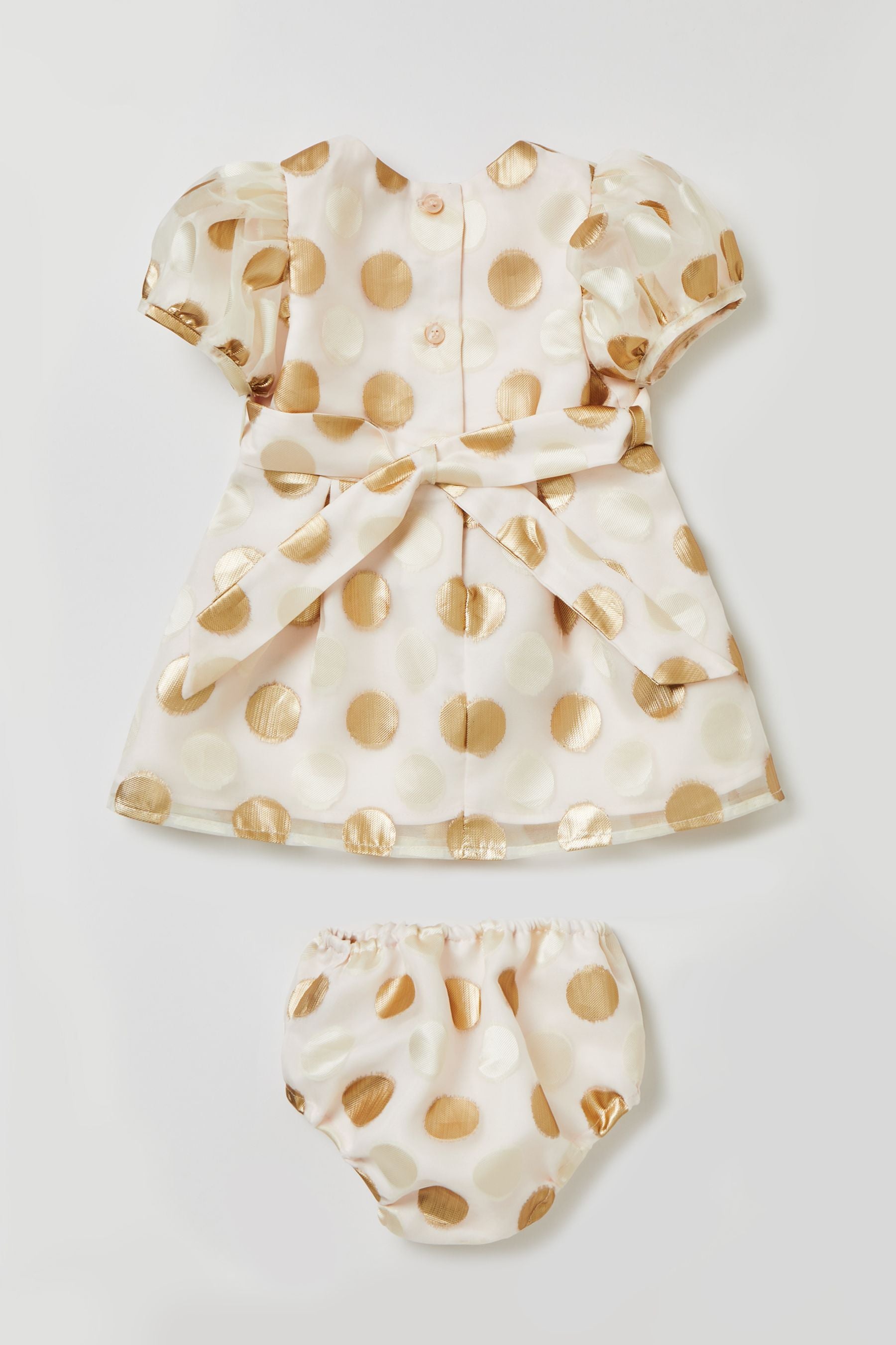 Gold Lipsy Puff Sleeve Dress With Knicker