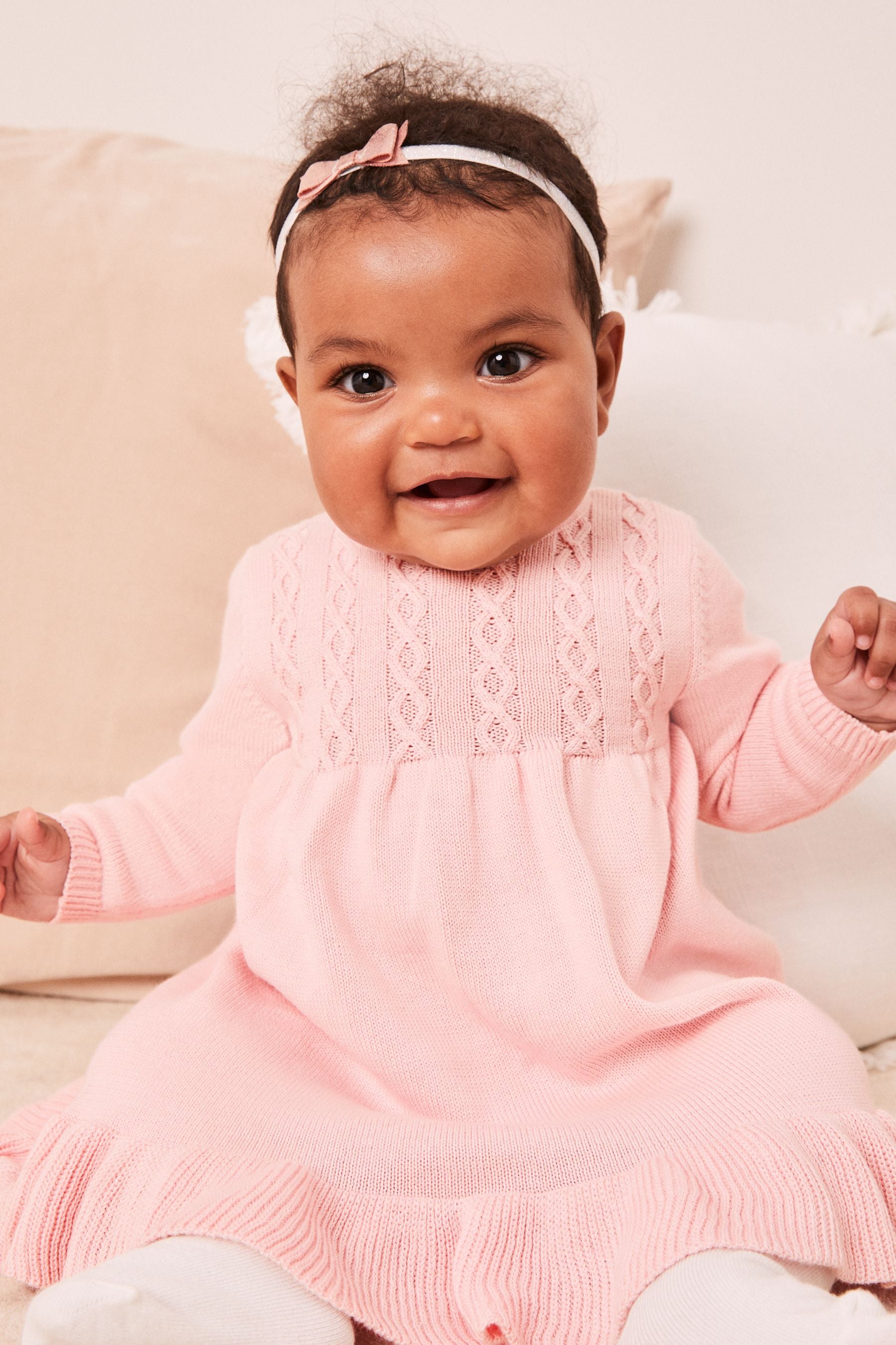 Pink Lipsy Baby Knitted Dress with Tights