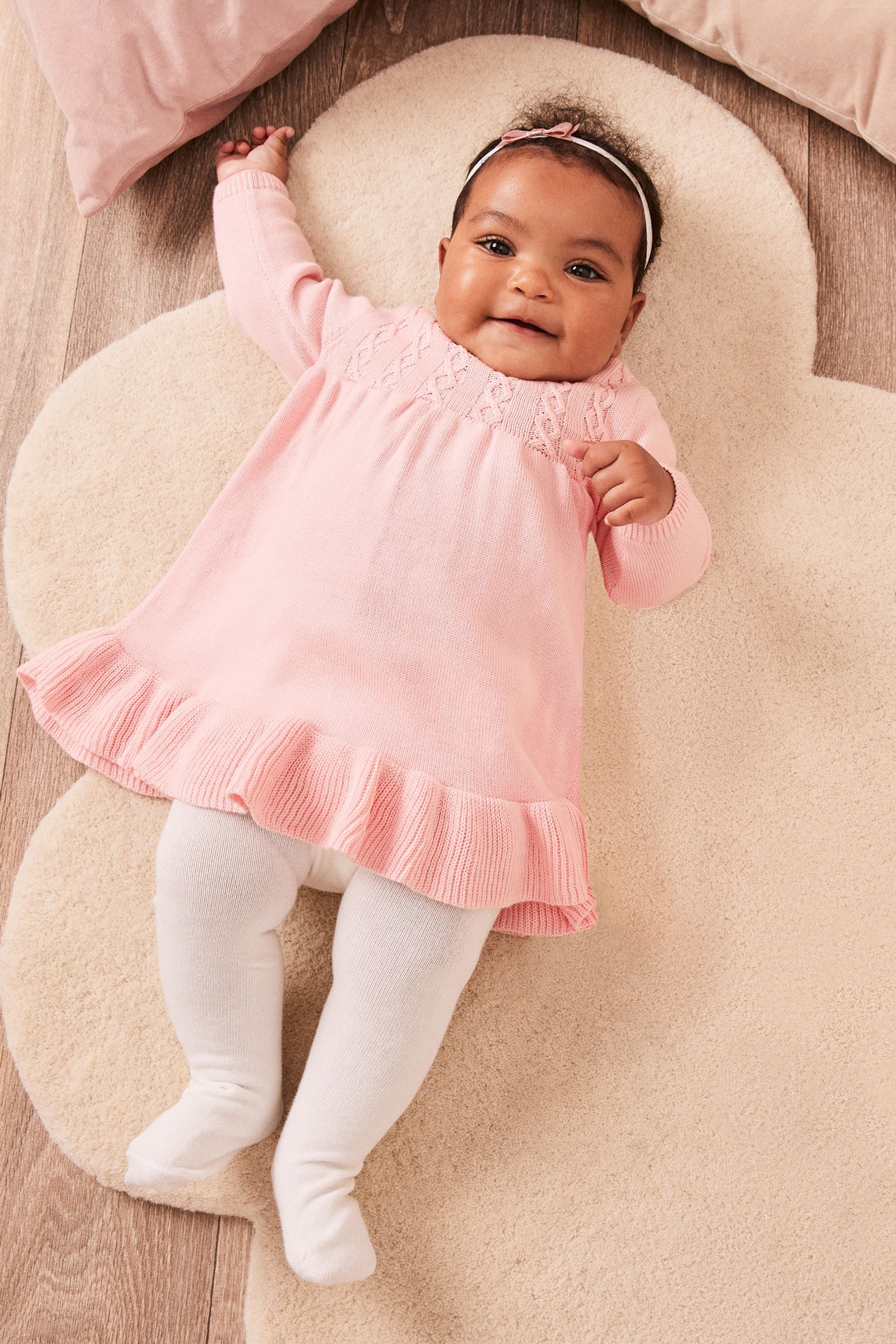 Pink Lipsy Baby Knitted Dress with Tights