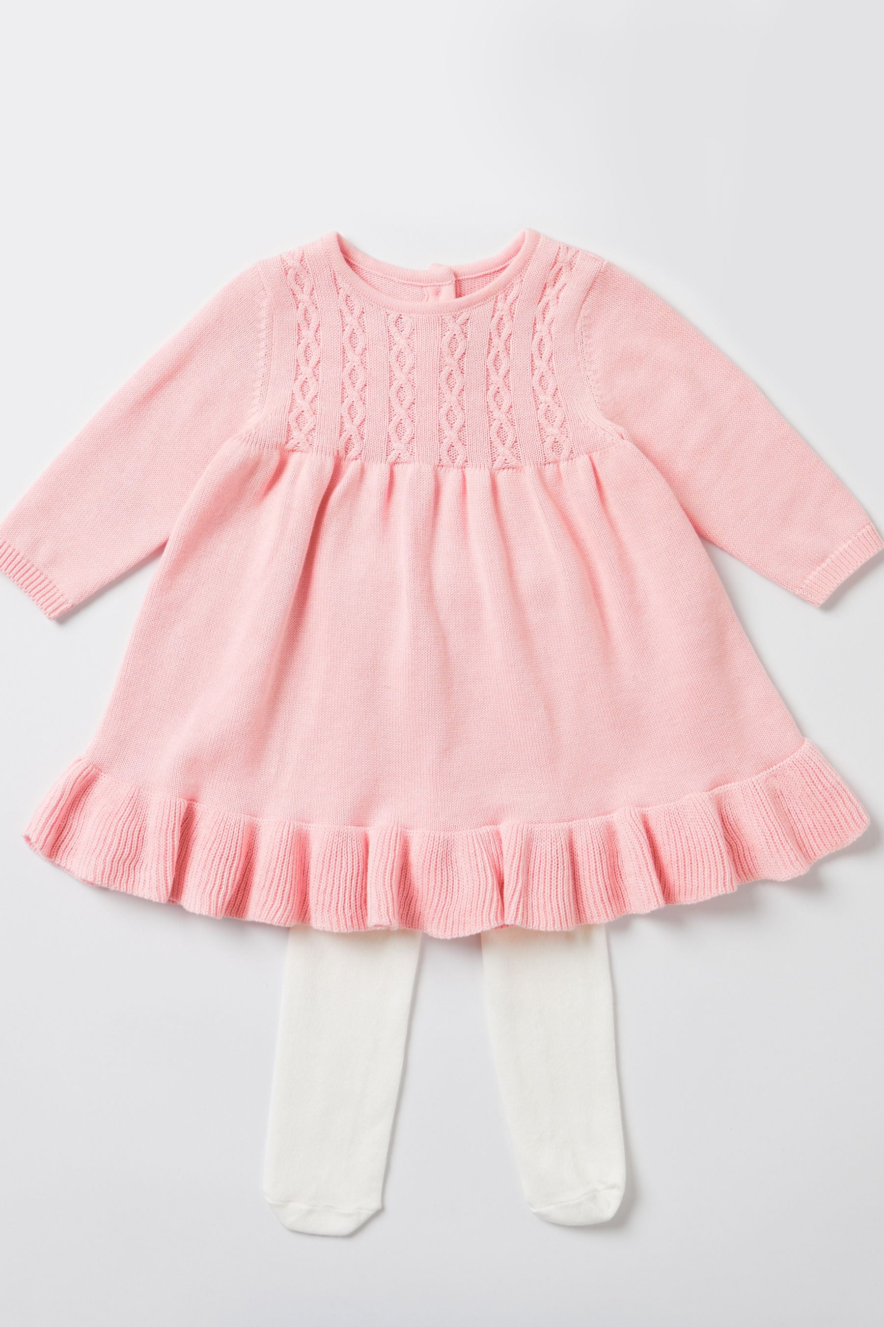 Pink Lipsy Baby Knitted Dress with Tights