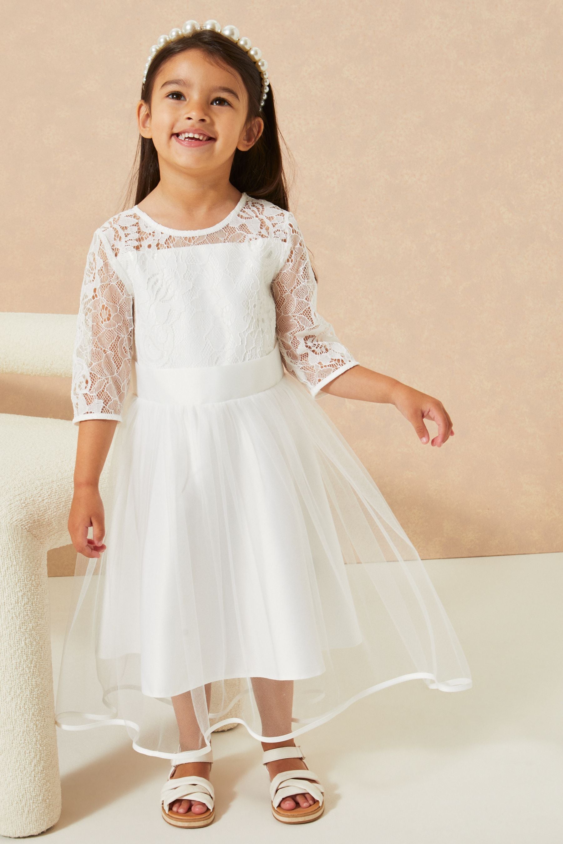 White Lipsy Mini Lace Long Sleeve Occasion Dress