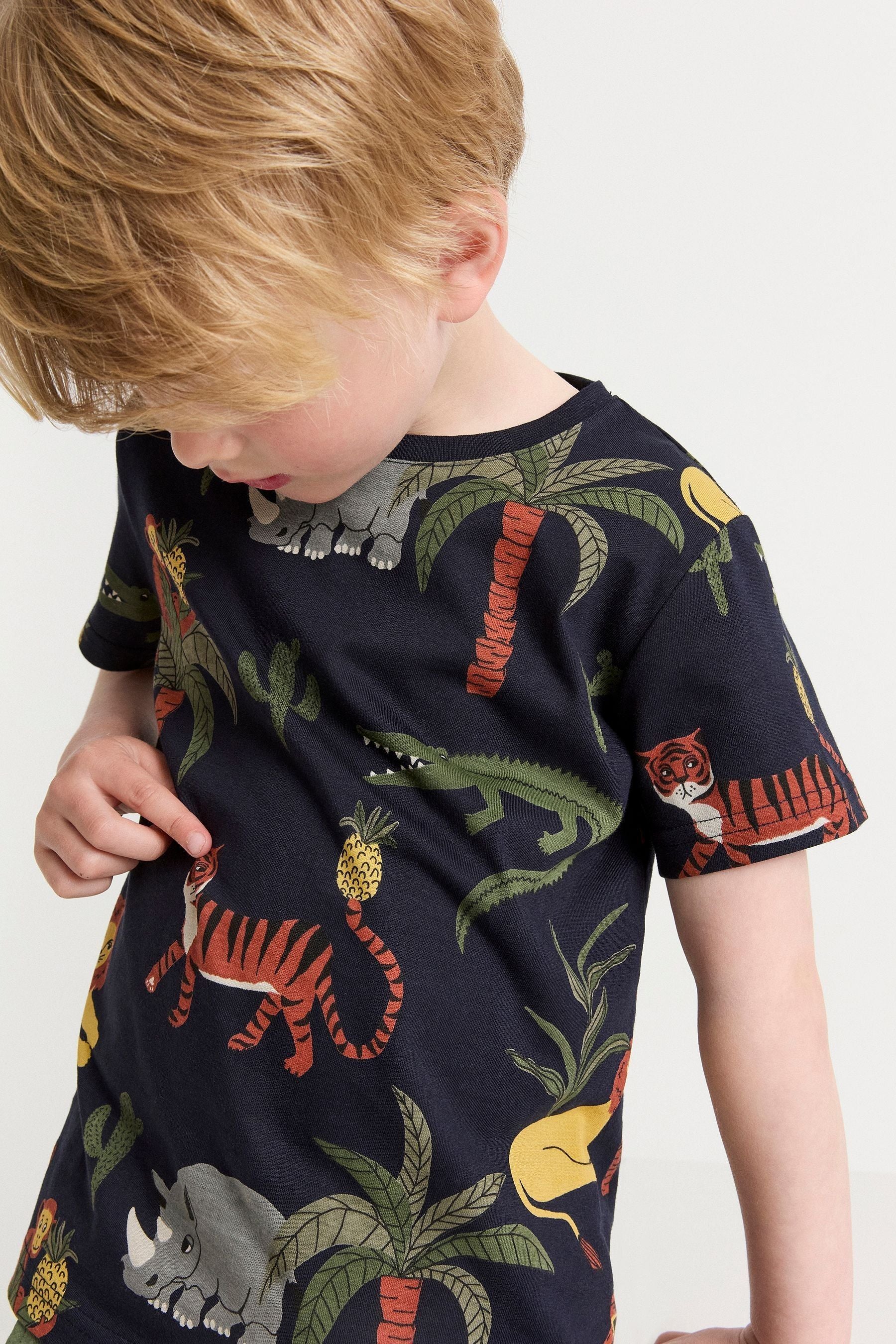 Lindex Navy Jungle Lindex Print T-Shirt