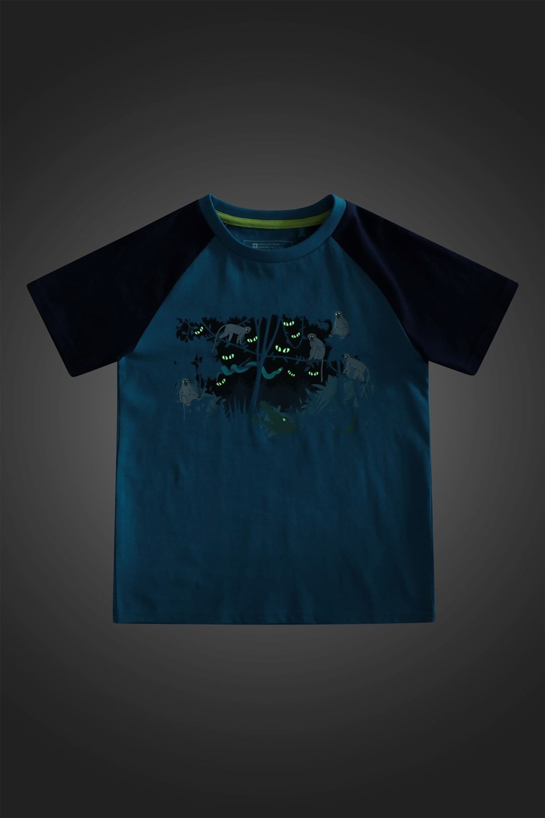 Blue Mountain Warehouse Monkey Glow In The Dark Kids Organic T-Shirt