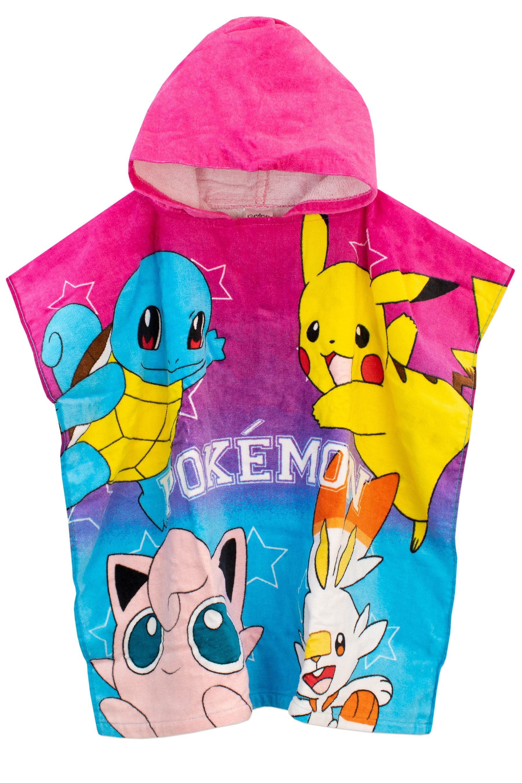 Character Blue Pokemon License Kids Printed Poncho